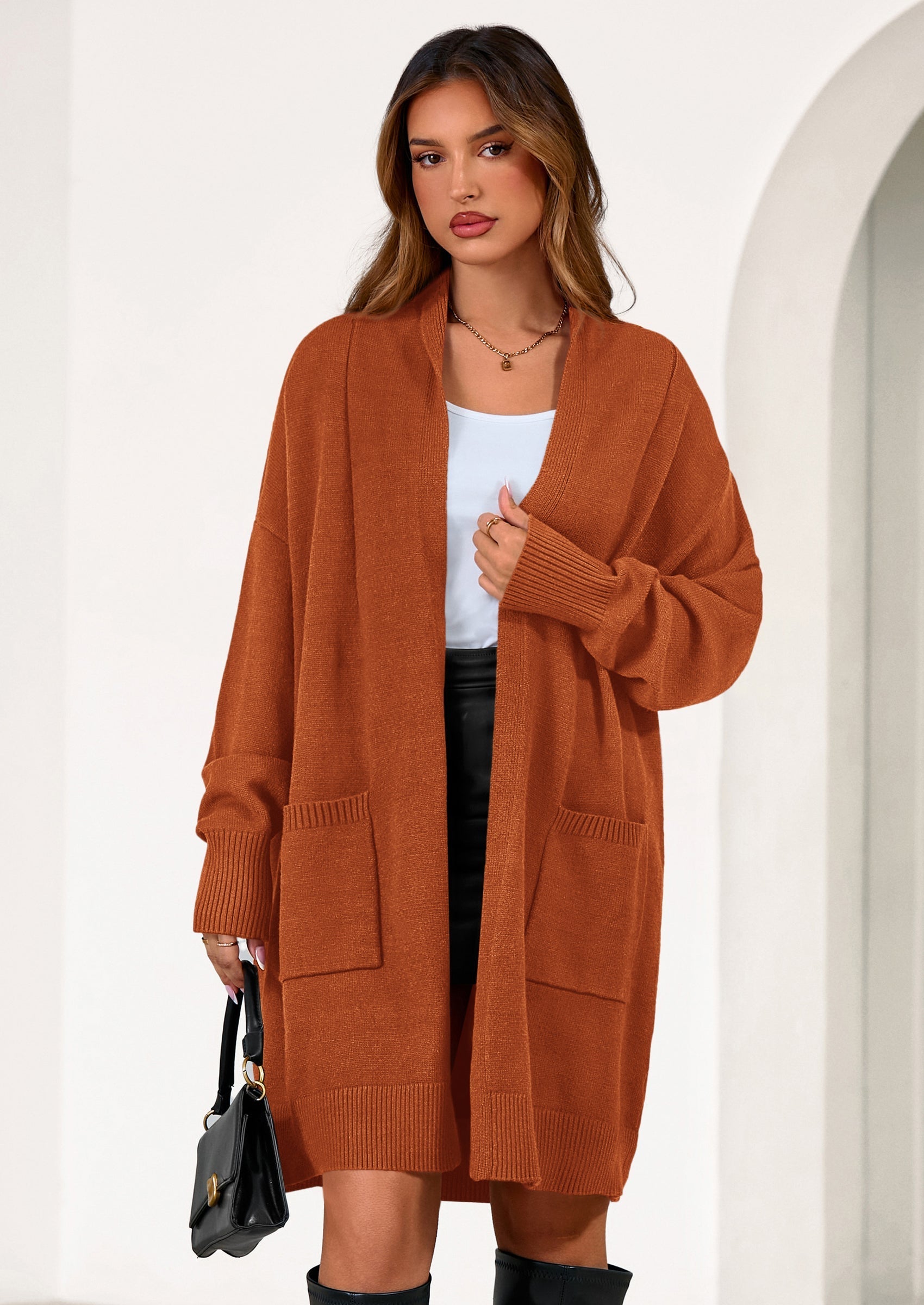 Women's Open Front Cardigan Long Sleeve Cozy Knit Sweaters Winter Fall Clothes Outerwear Coats