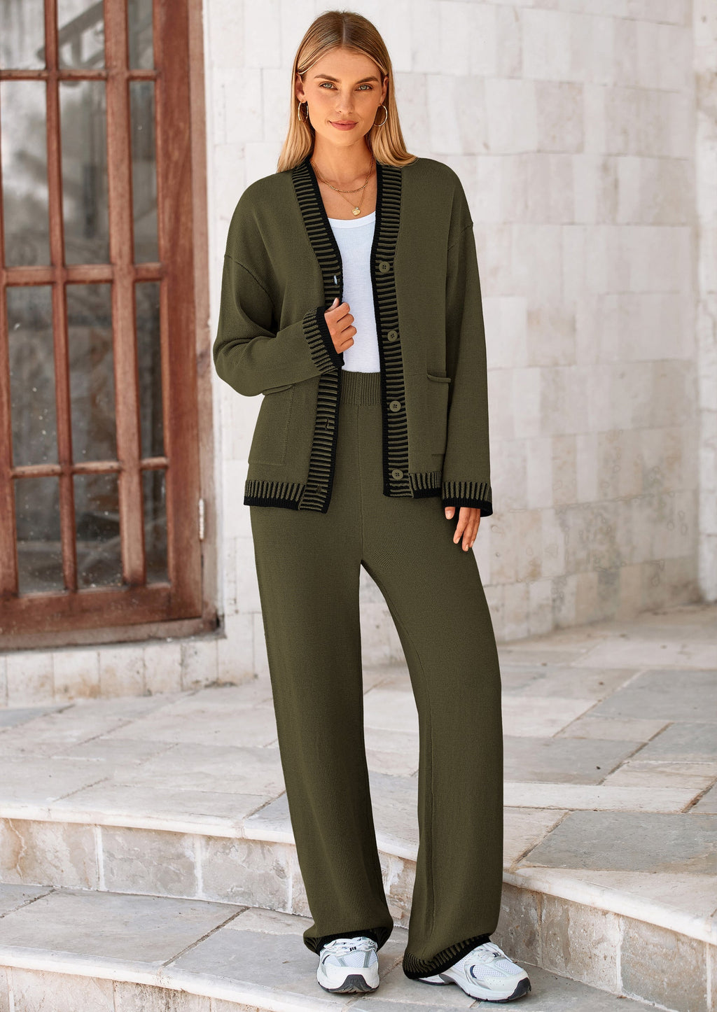 Lounge Sets for Women Fall Loungewear 2 Piece Outfits Cardigan Sweaters Track Suit Matching Winter Clothing