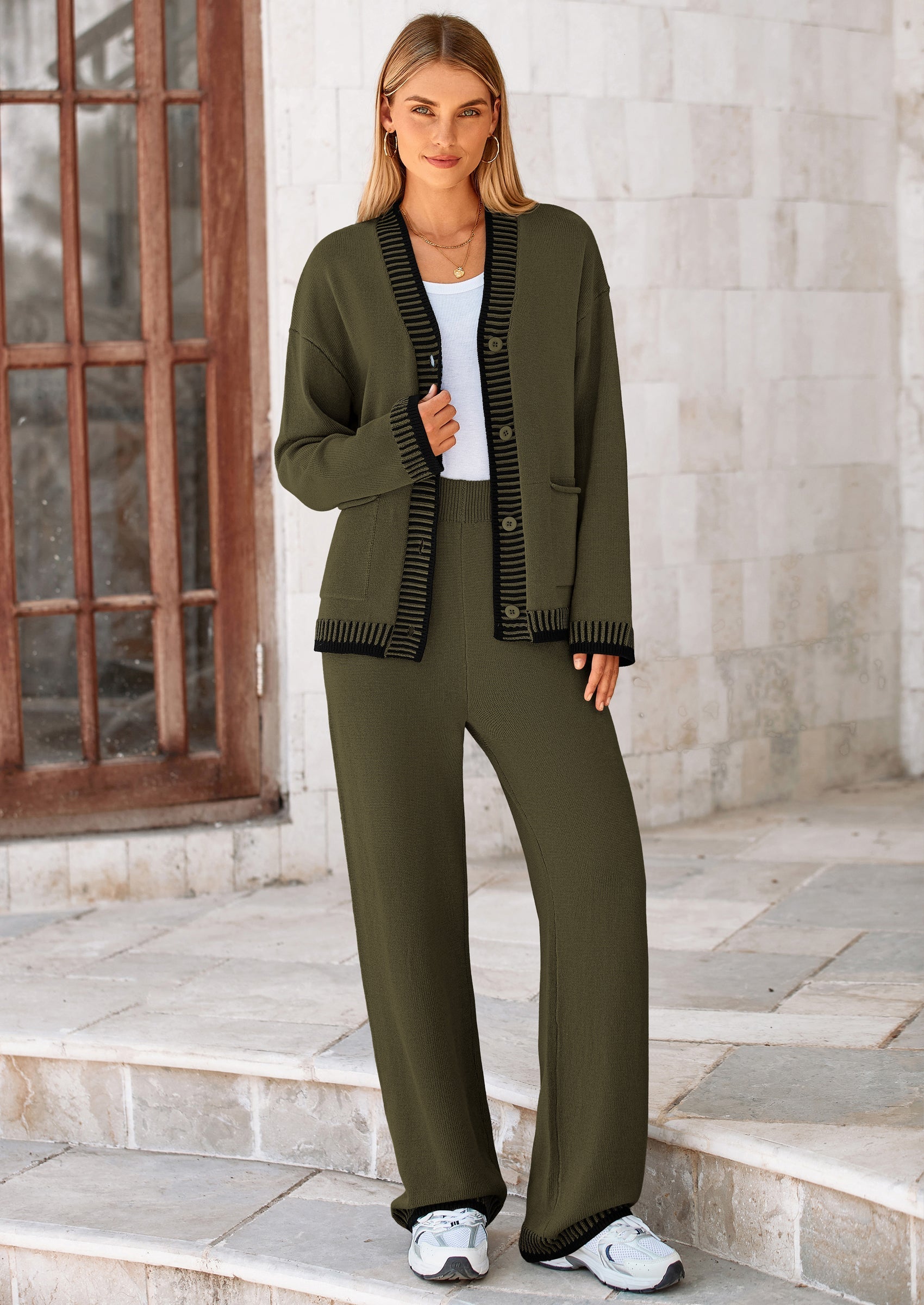 Lounge Sets for Women Fall Loungewear 2 Piece Outfits Cardigan Sweaters Track Suit Matching Winter Clothing