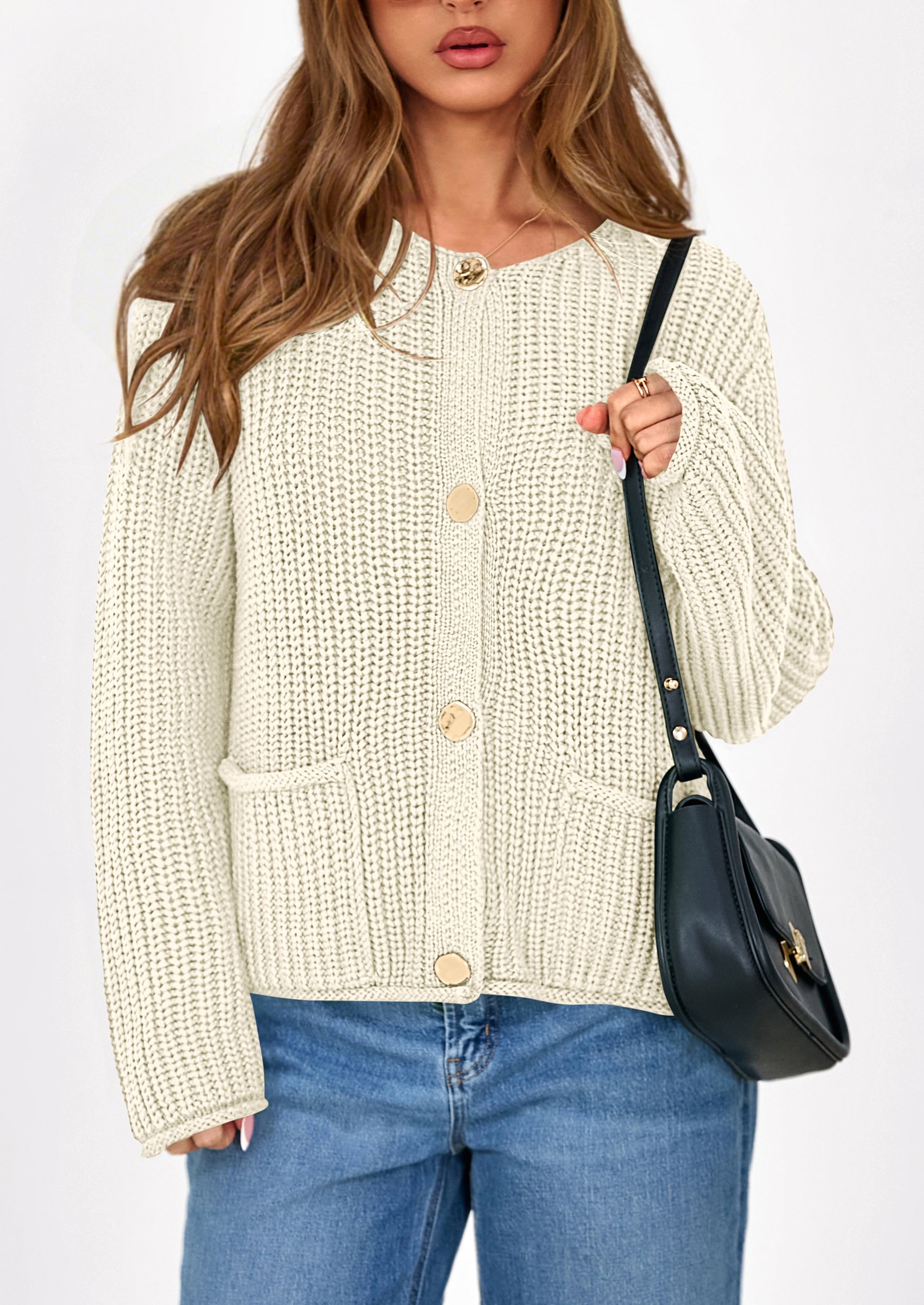 Cardigan Sweaters for Women Trendy Oversized Knit Chunky Button Cardigans Fall Winter Outfits with Pockets