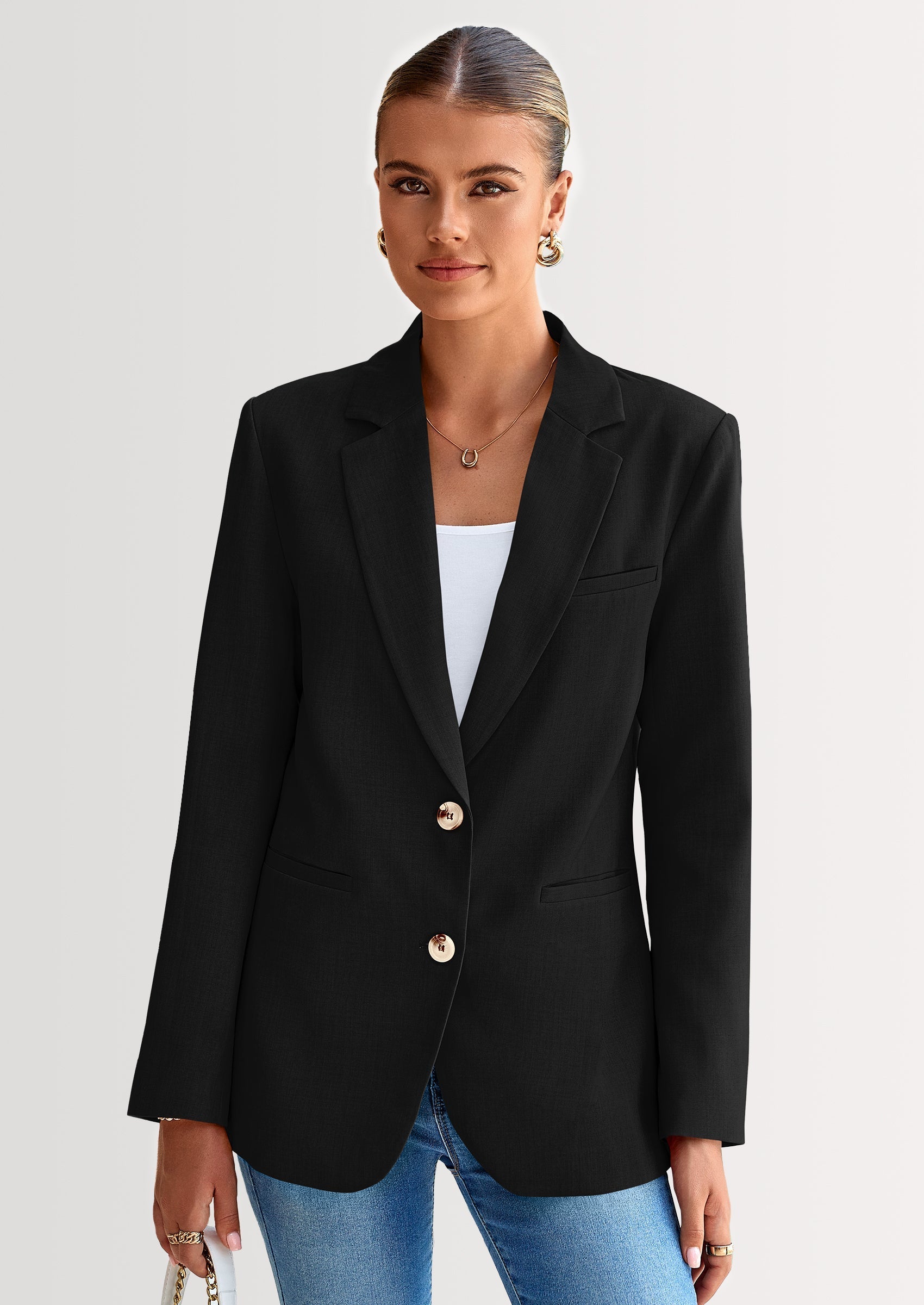 Blazers for Women Business Casual Long Sleeve Lapel Open Front Suit Jacket Work Blazer with Pockets