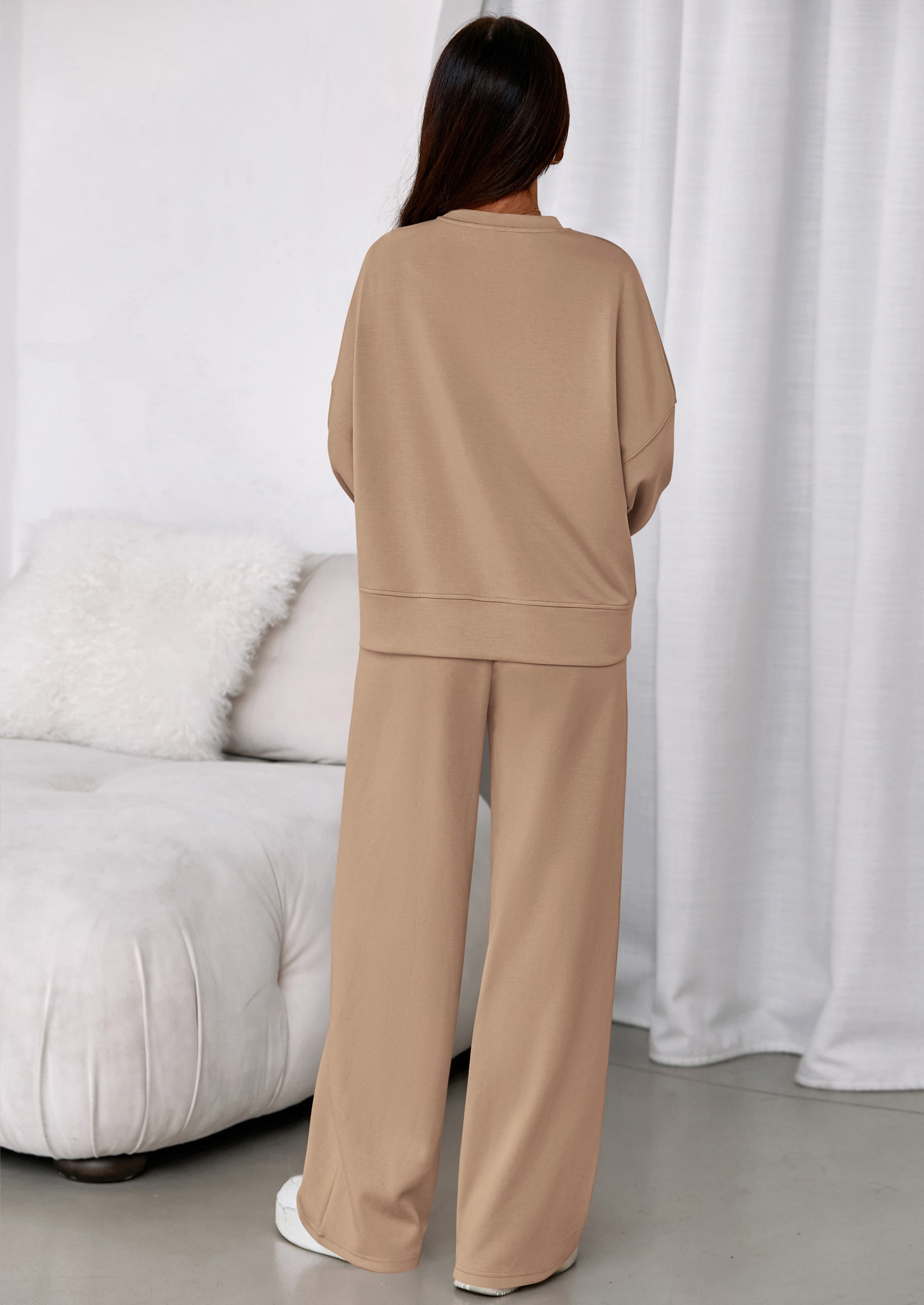 2 Piece Sets For Women Fall Trendy Long Sleeve Sweatshirt Wide Leg Pants Loungewear Set Matching Sweatsuit