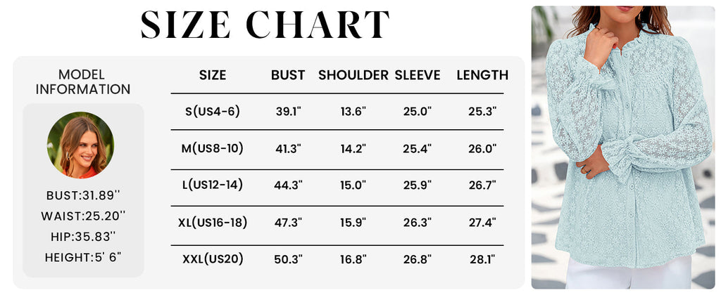 Lace Long Sleeve Tops for Women Eyelet Blouses Dressy Casual Hollow Out Button Down Shirts Summer Outfits