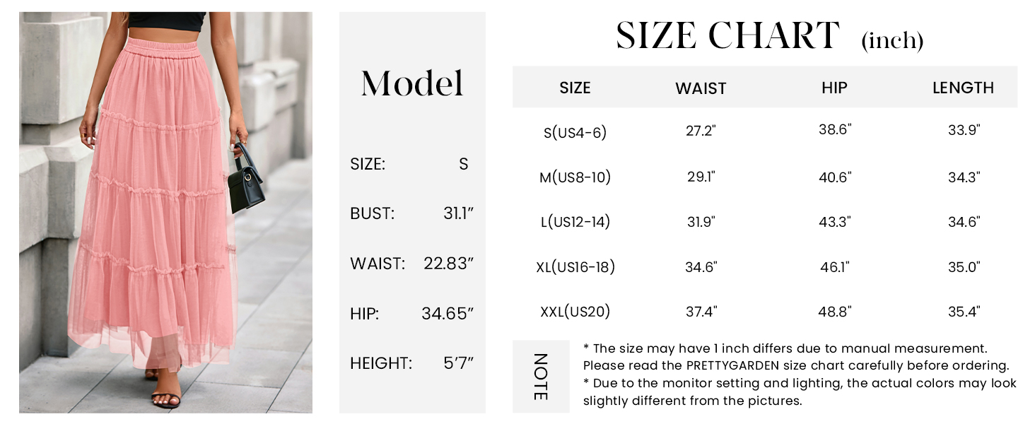 Maxi Skirts for Women Fall Tulle High Waisted Ruffle Flowy A-Line Long Skirt Country Concert Outfits