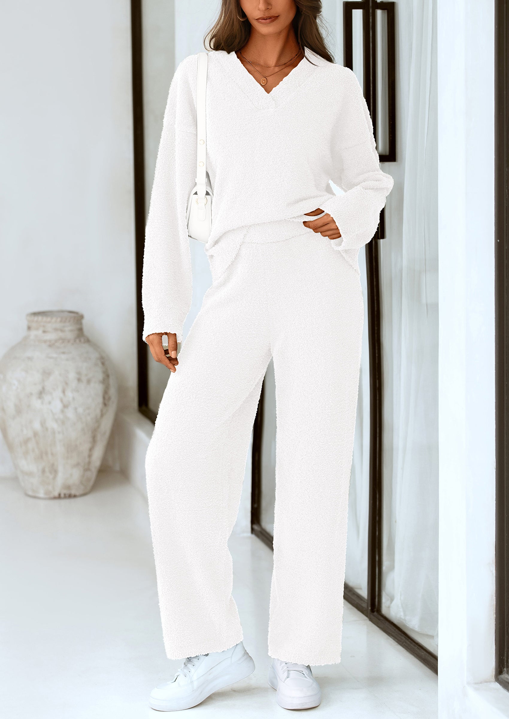 Lounge Sets for Women Two Piece Sweaters Pajama Set Fall Fashion Loungewear Outfits Matching Winter Clothes
