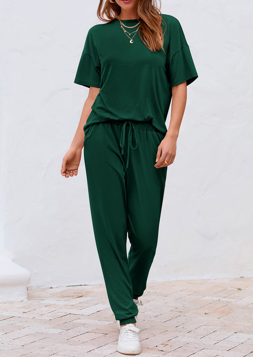 Women's Two Piece Lounge Sets Spring Summer Jogger Pants Vacation Outfits Travel Airplane Matching Clothes