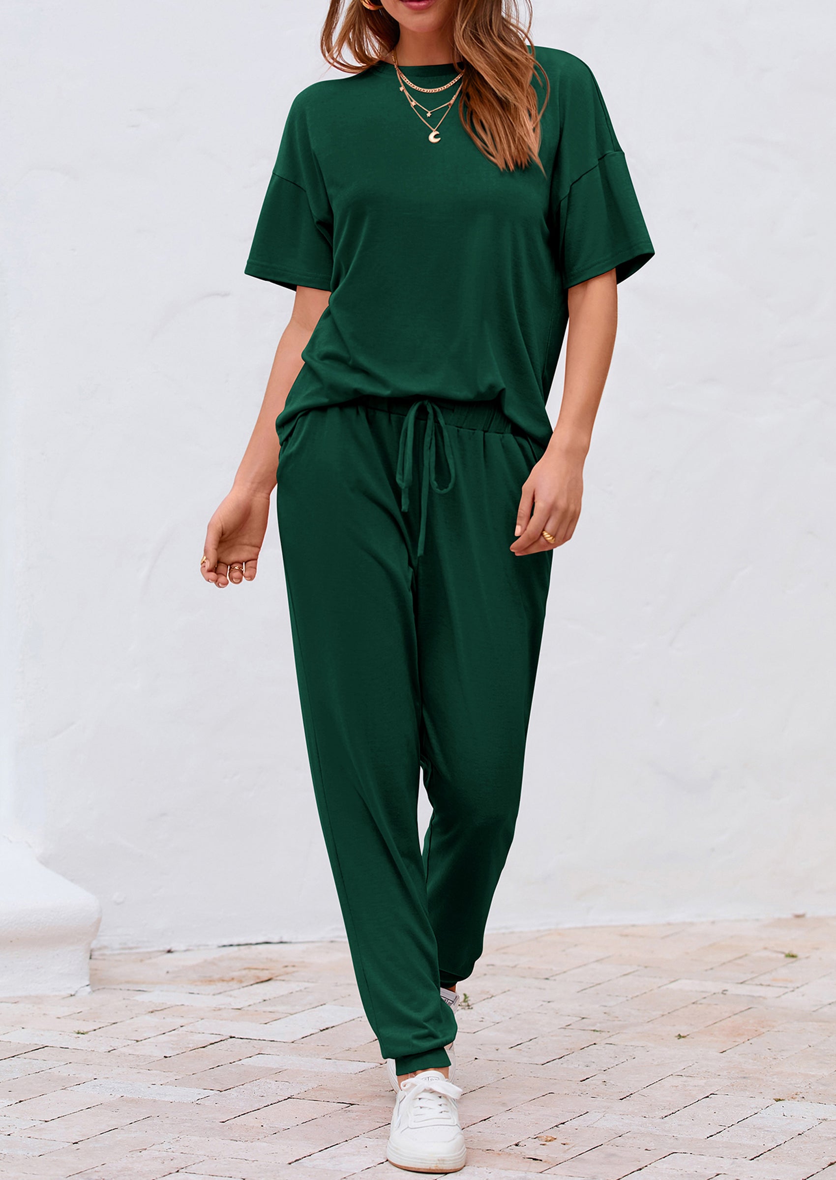 Women's Two Piece Lounge Sets Spring Summer Jogger Pants Vacation Outfits Travel Airplane Matching Clothes