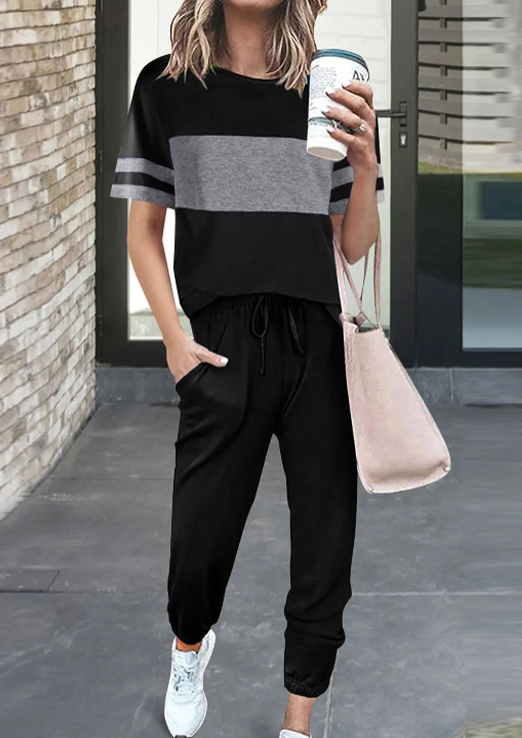 Women's Two Piece Lounge Sets Spring Summer Jogger Pants Vacation Outfits Travel Airplane Matching Clothes