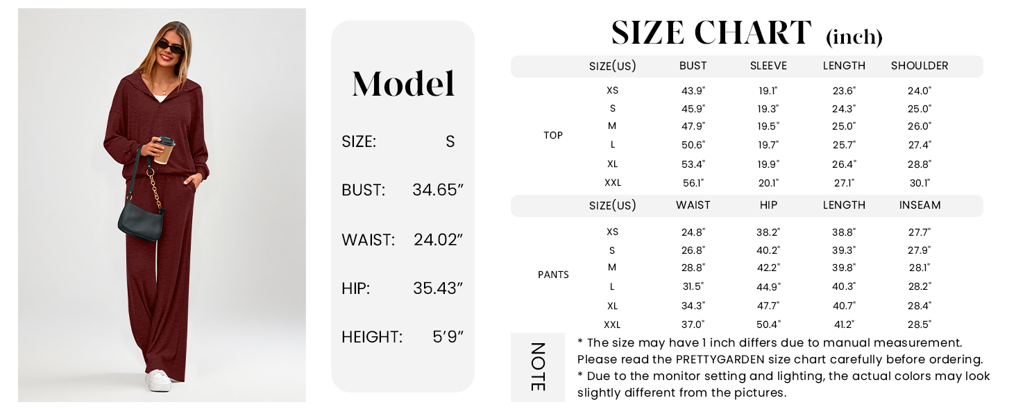 Women's 2 Piece Fall Lounge Sets Zip Up Hoodie Wide Leg Pants Tracksuit Matching Travel Outfits Clothes