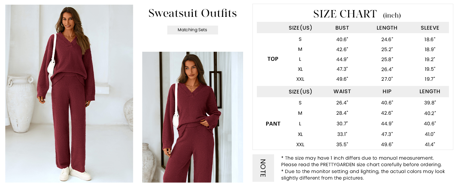 Lounge Sets for Women Two Piece Sweaters Pajama Set Fall Fashion Loungewear Outfits Matching Winter Clothes