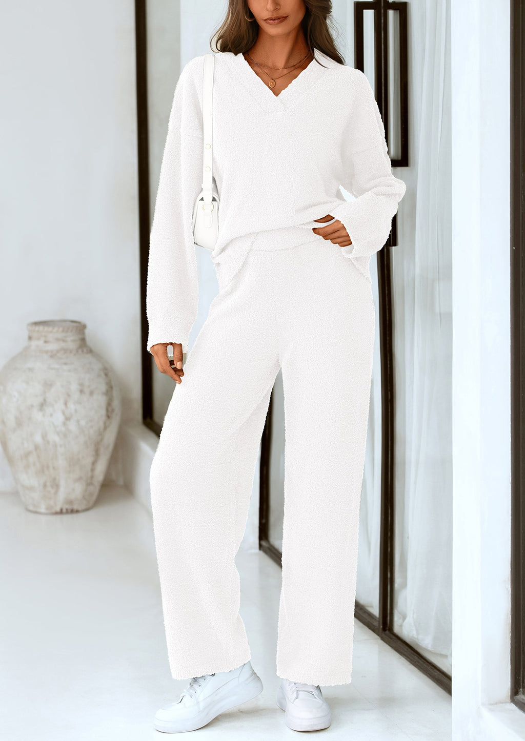 Lounge Sets for Women Two Piece Sweaters Pajama Set Fall Fashion Loungewear Outfits Matching Winter Clothes
