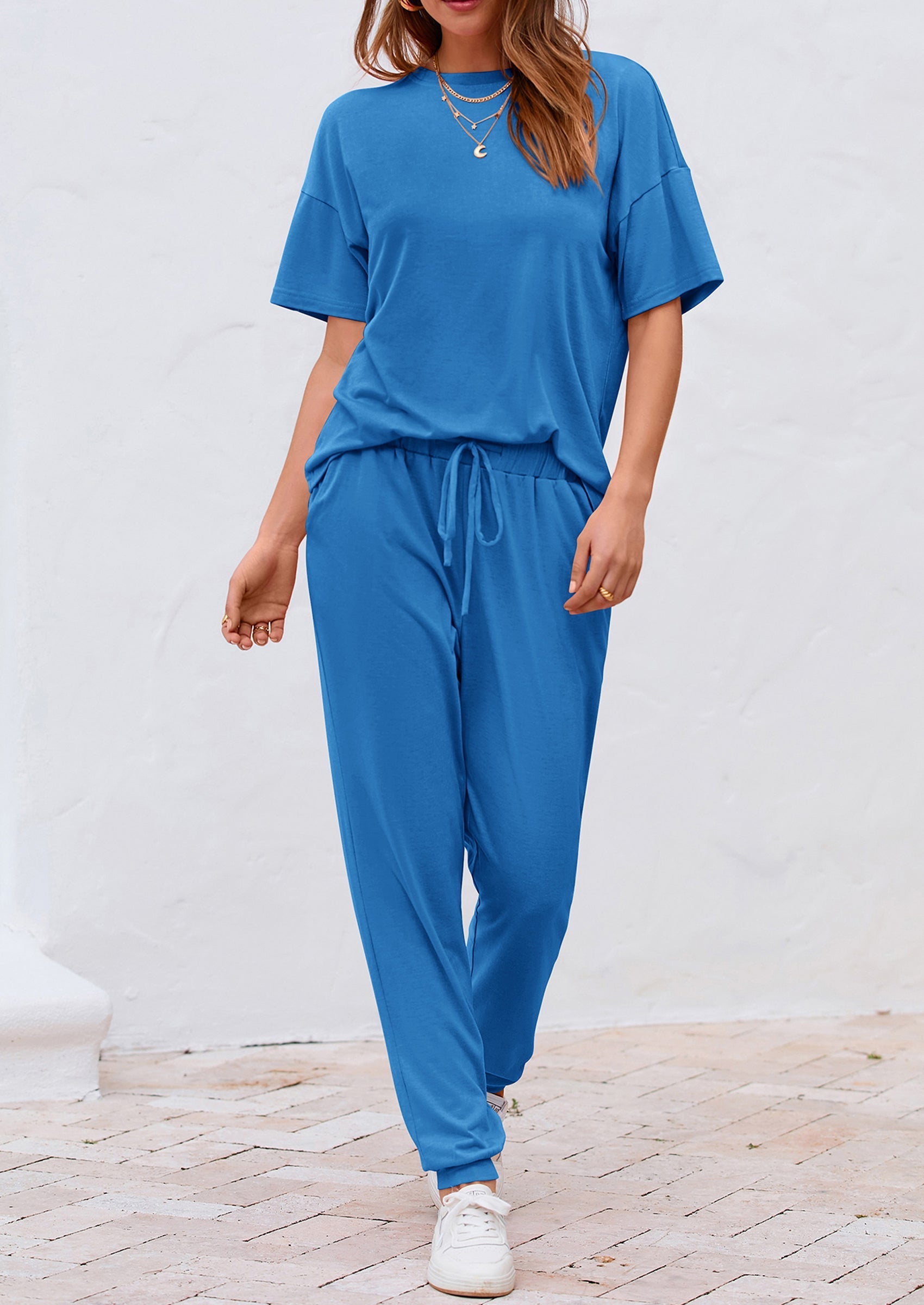 Women's Two Piece Lounge Sets Spring Summer Jogger Pants Vacation Outfits Travel Airplane Matching Clothes