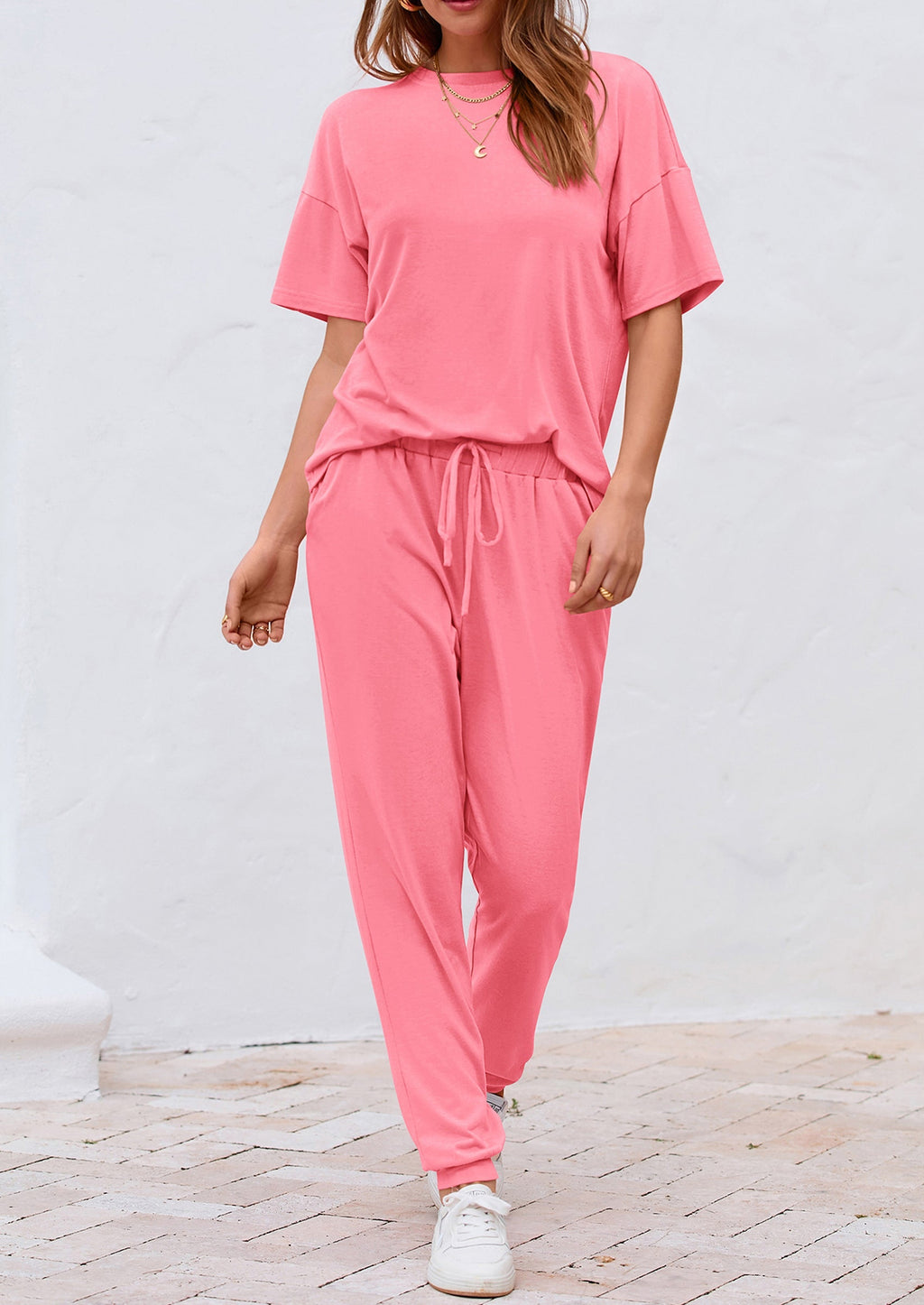 Women's Two Piece Lounge Sets Spring Summer Jogger Pants Vacation Outfits Travel Airplane Matching Clothes