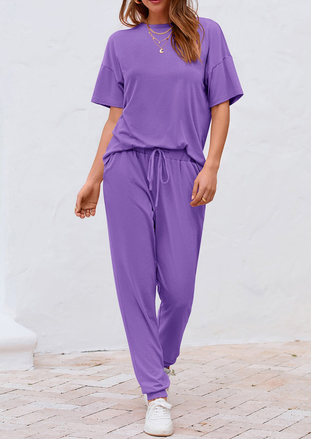 Women's Two Piece Lounge Sets Spring Summer Jogger Pants Vacation Outfits Travel Airplane Matching Clothes