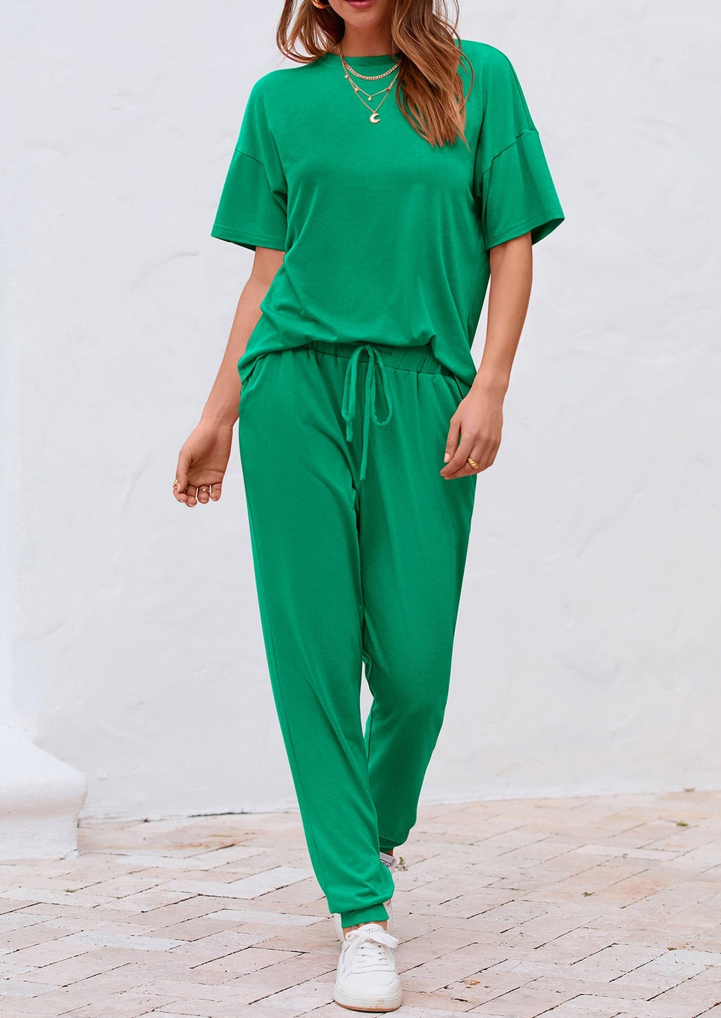 Women's Two Piece Lounge Sets Spring Summer Jogger Pants Vacation Outfits Travel Airplane Matching Clothes