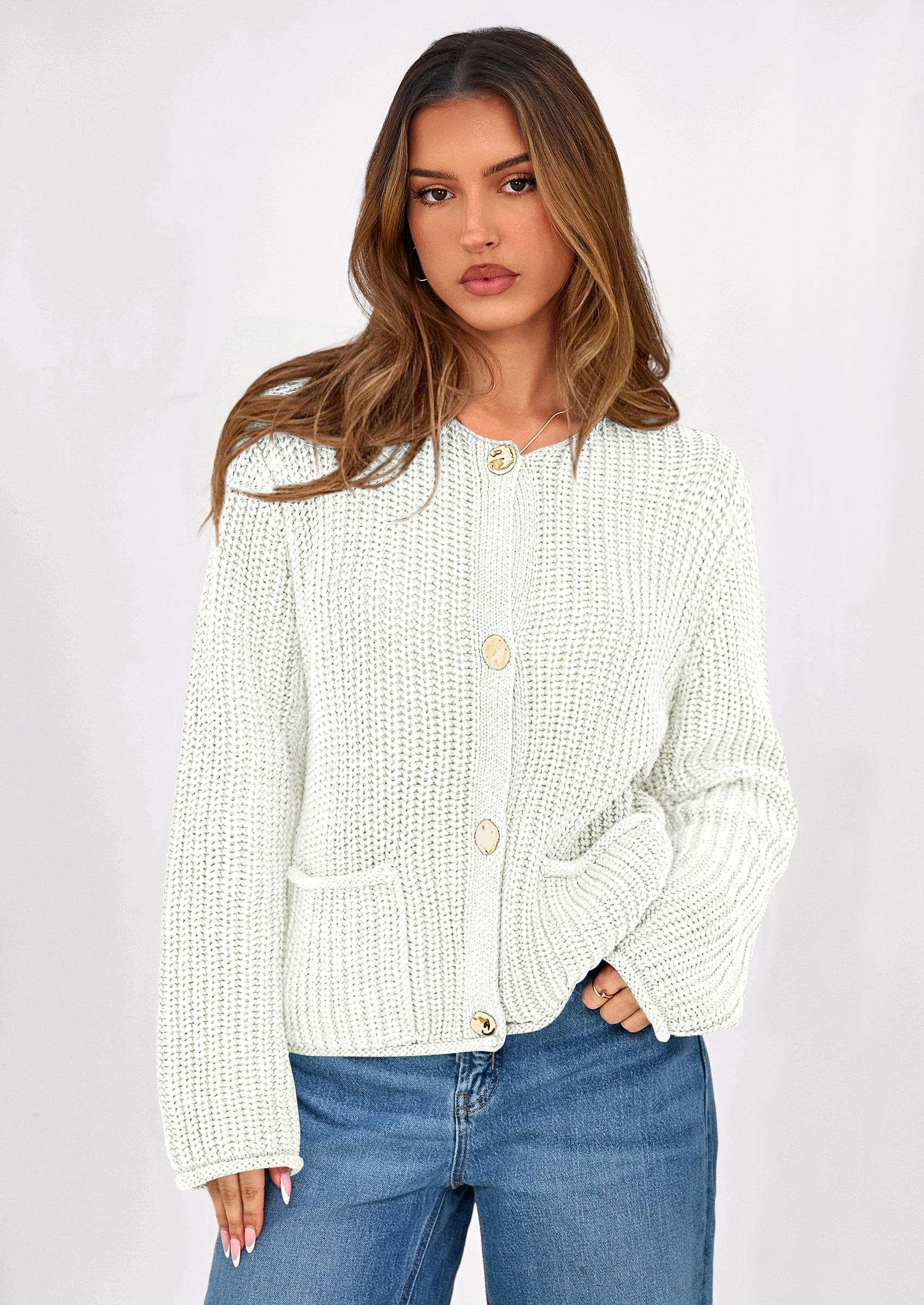 Cardigan Sweaters for Women Trendy Oversized Knit Chunky Button Cardigans Fall Winter Outfits with Pockets
