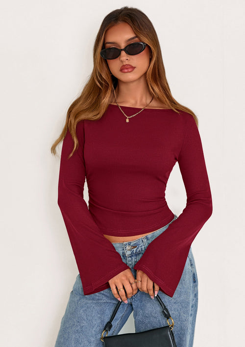 Boat Neck Bell Sleeve