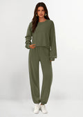 Women's Two Piece Outfits Lounge Sets Long Sleeve Pullover Tops Sweatpants Fall Fashion Matching Clothing