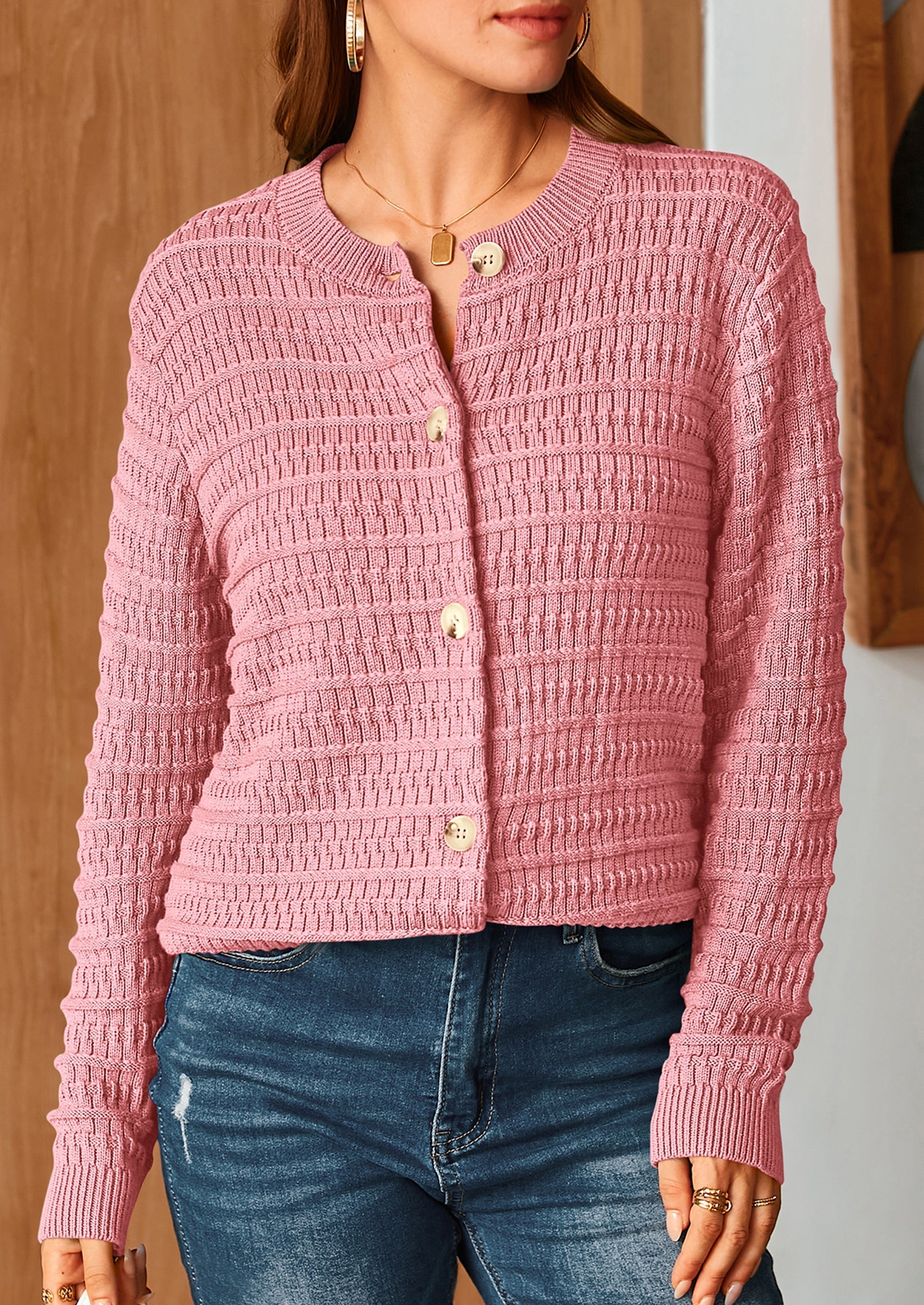 Women's Knit Cardigan Sweaters Casual Long Sleeve Open Front Button Down Trendy Jackets Outerwear