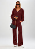 Women's 2 Piece Fall Lounge Sets Zip Up Hoodie Wide Leg Pants Tracksuit Matching Travel Outfits Clothes