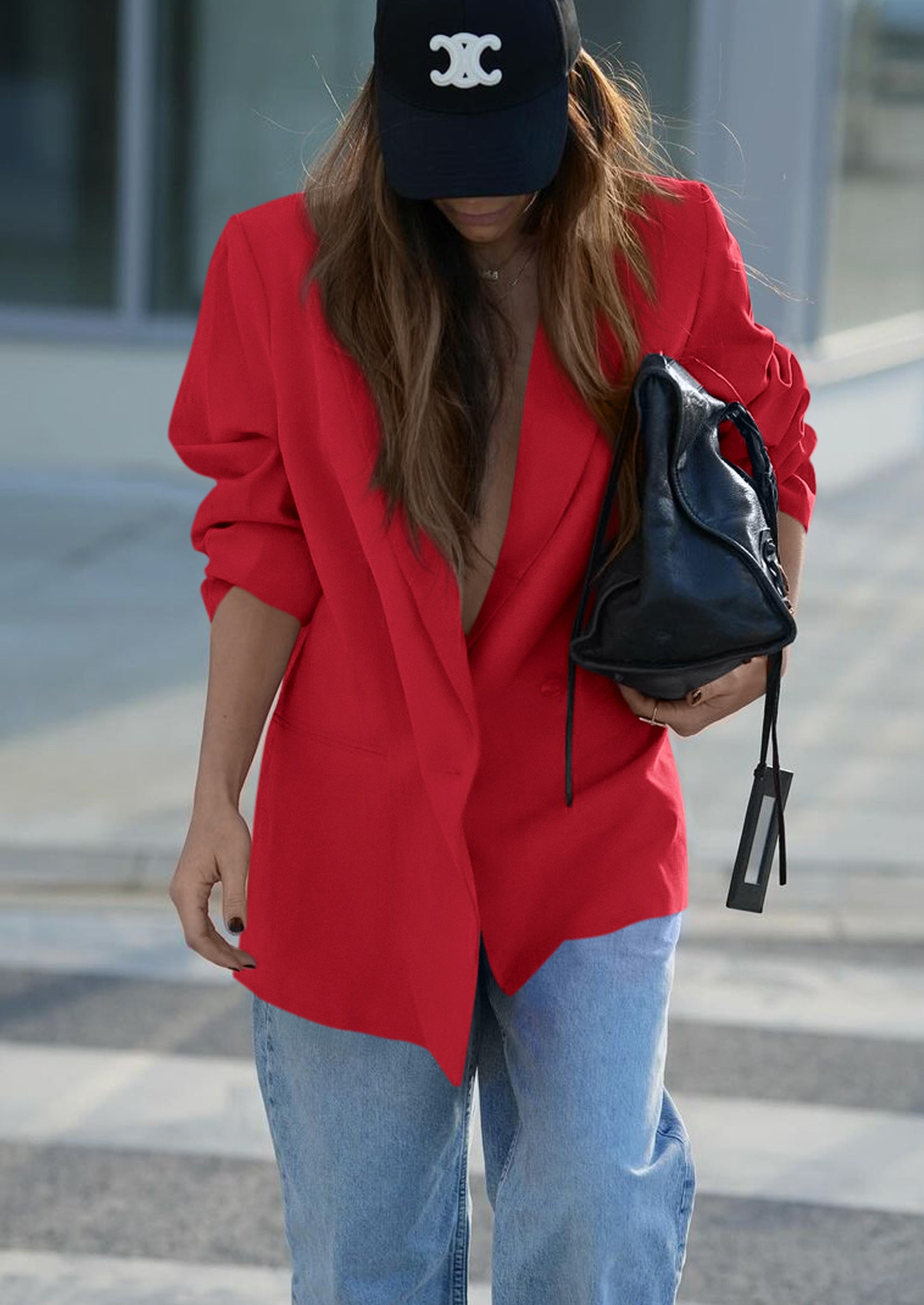 Fall Blazers for Women Business Casual Long Sleeve Lapel Pockets Dressy Suit Jackets Work Office Clothes