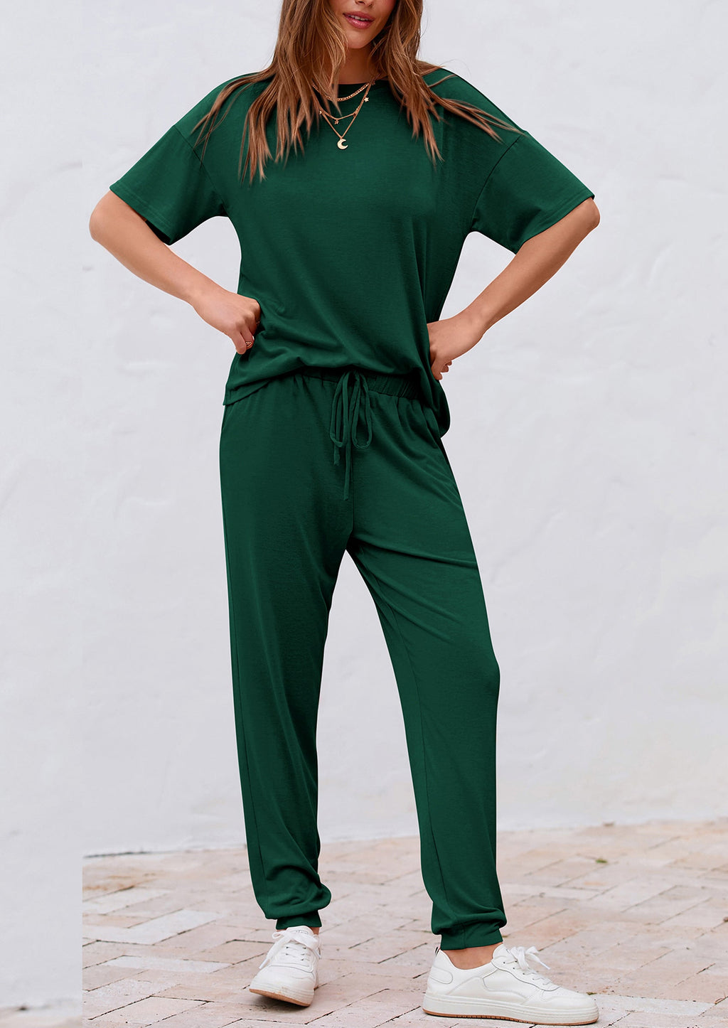 Women's Two Piece Lounge Sets Spring Summer Jogger Pants Vacation Outfits Travel Airplane Matching Clothes