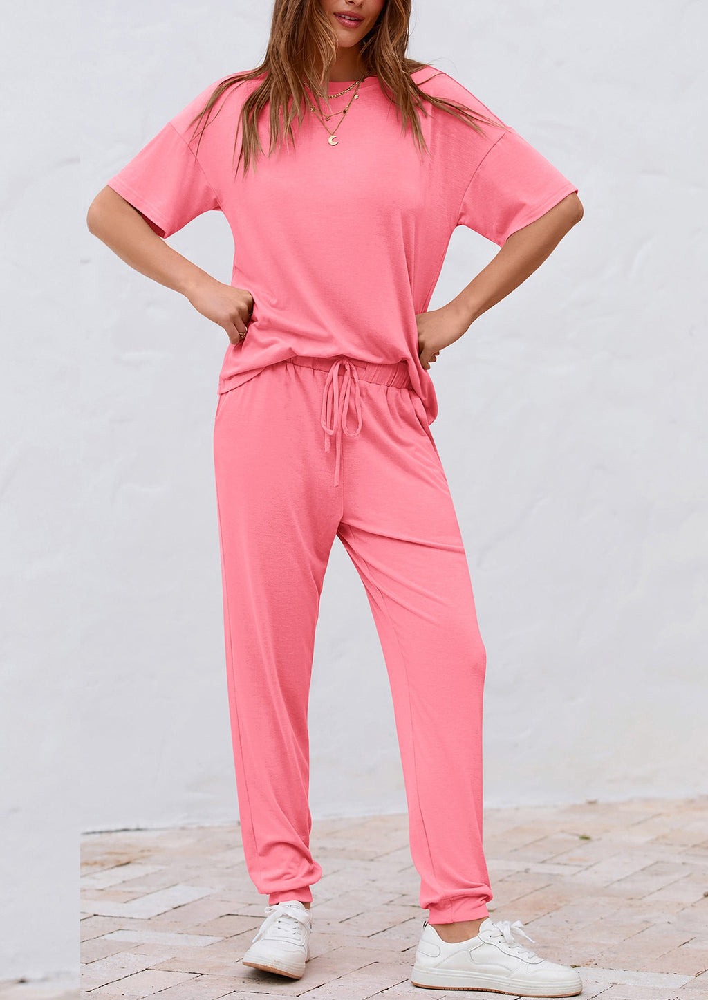 Women's Two Piece Lounge Sets Spring Summer Jogger Pants Vacation Outfits Travel Airplane Matching Clothes