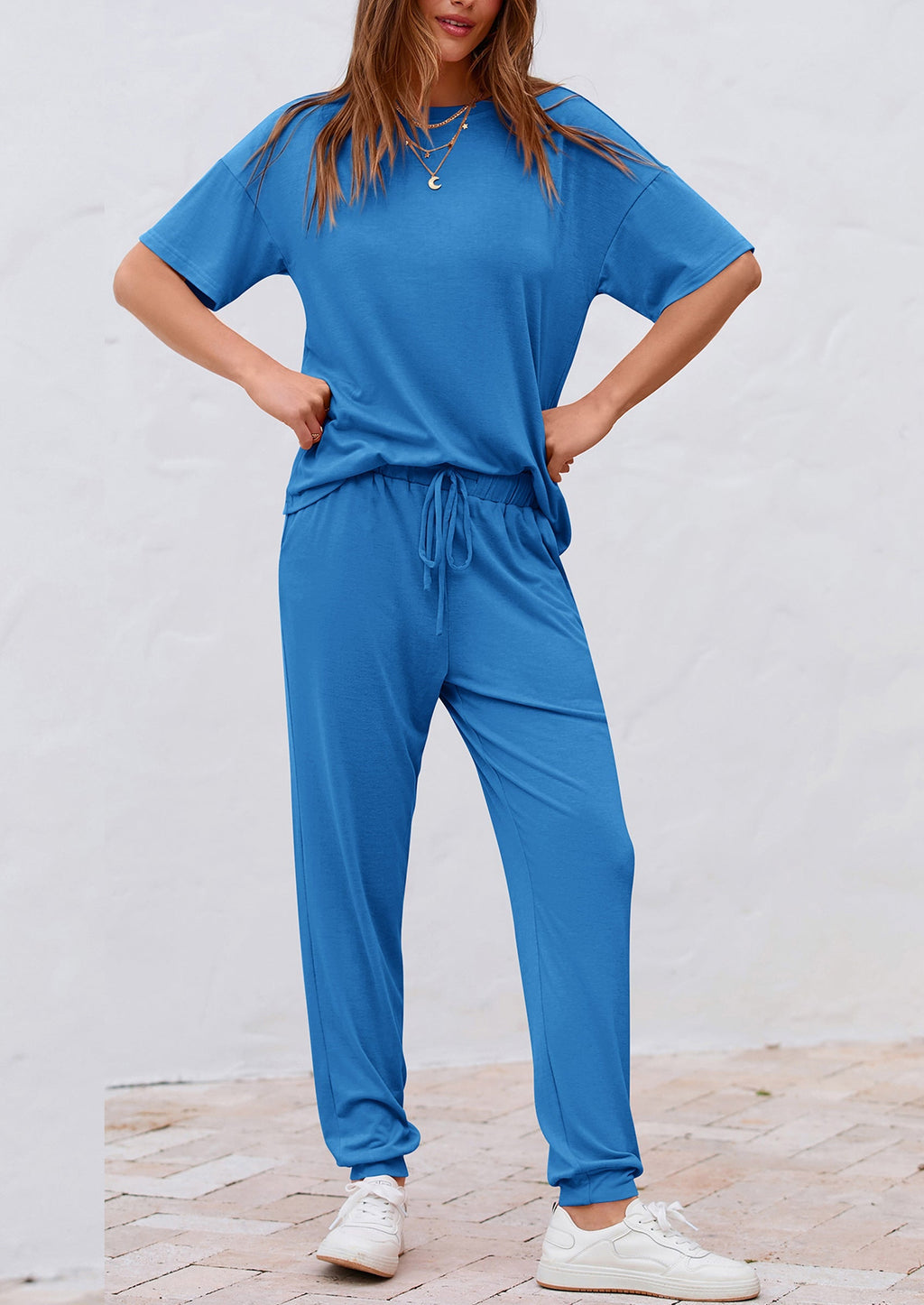 Women's Two Piece Lounge Sets Spring Summer Jogger Pants Vacation Outfits Travel Airplane Matching Clothes