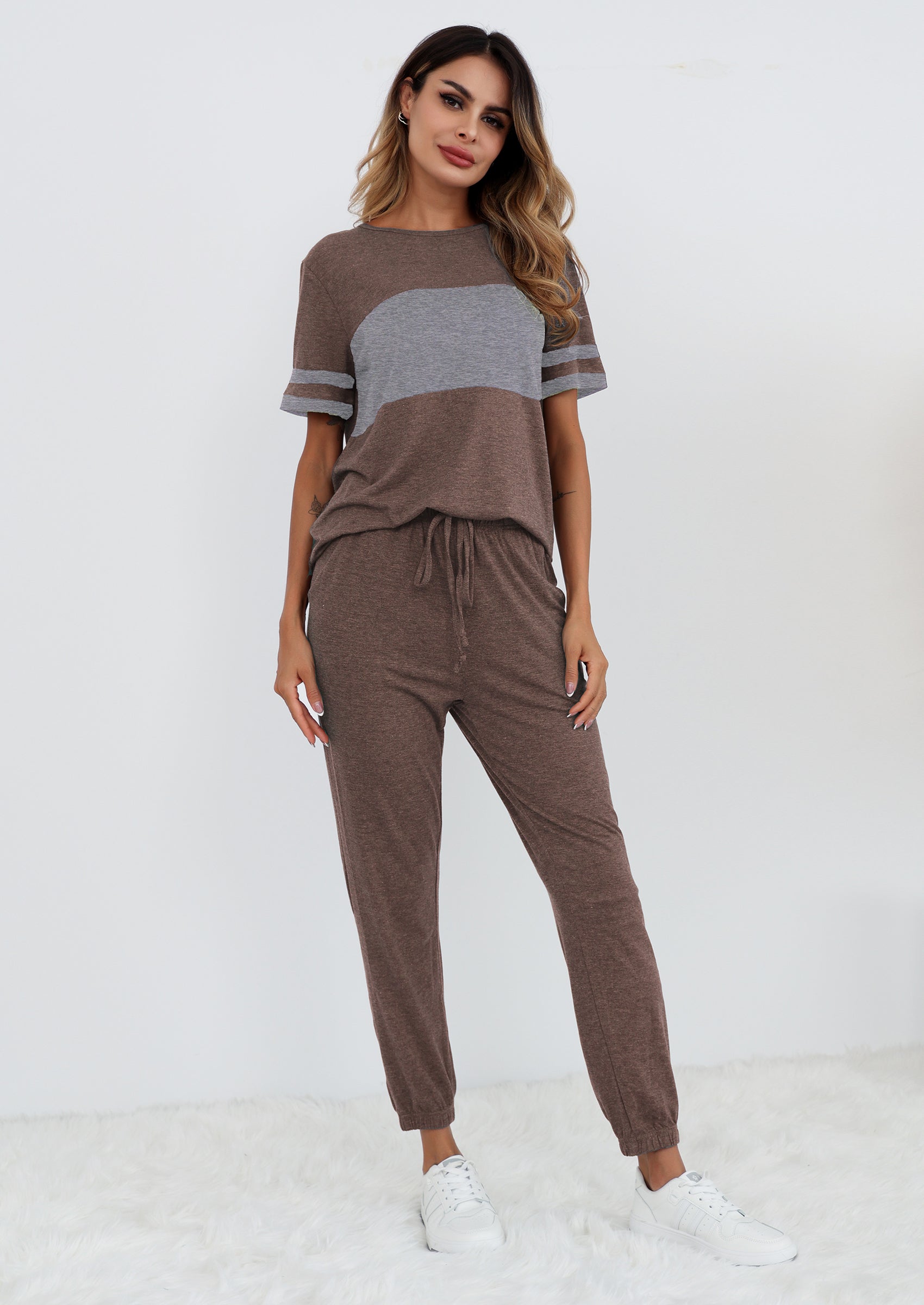 Women's Two Piece Lounge Sets Spring Summer Jogger Pants Vacation Outfits Travel Airplane Matching Clothes