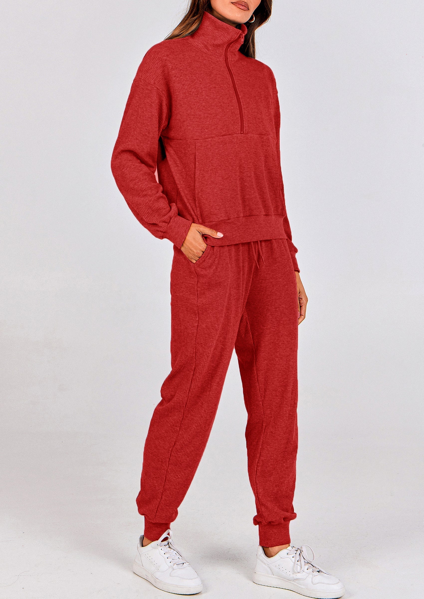 Women's Fall 2 Piece Lounge Sets Zip Up Sweatshirt Jogger Pants Sweat Track Suits Travel Outfit Winter Clothing