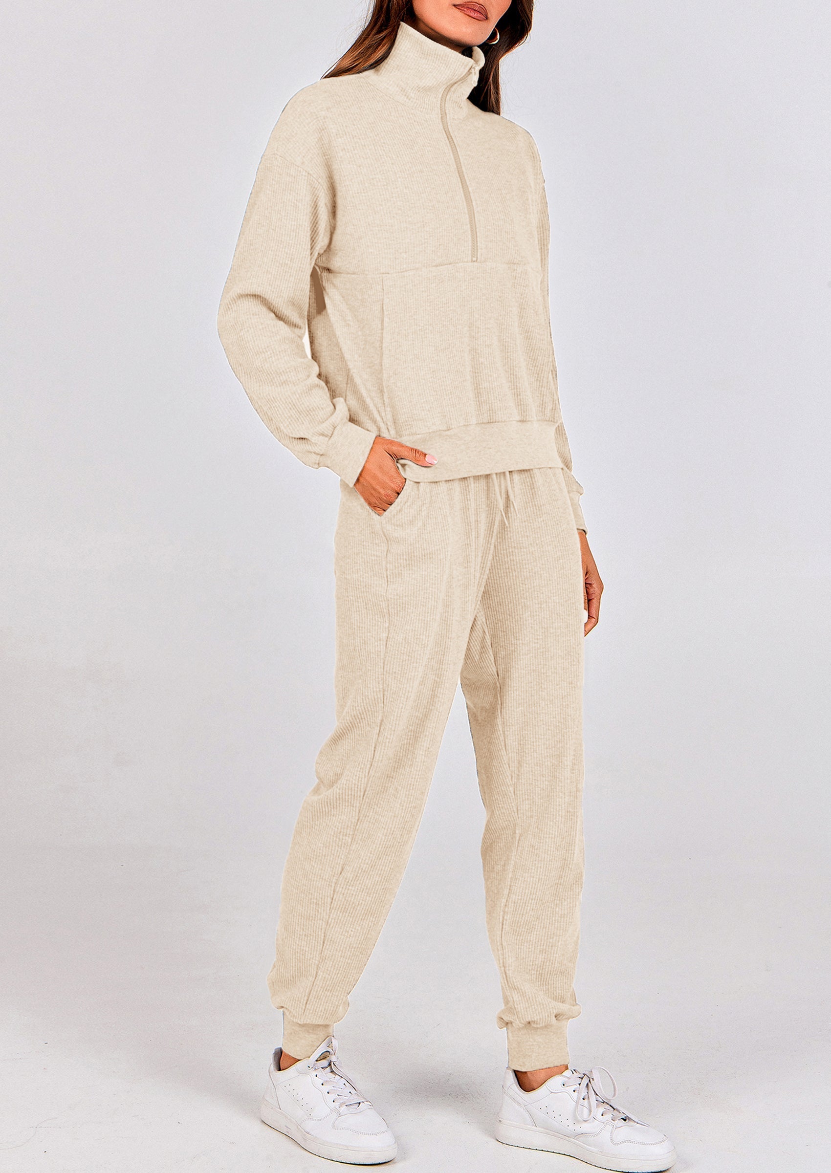 Women's Fall 2 Piece Lounge Sets Zip Up Sweatshirt Jogger Pants Sweat Track Suits Travel Outfit Winter Clothing