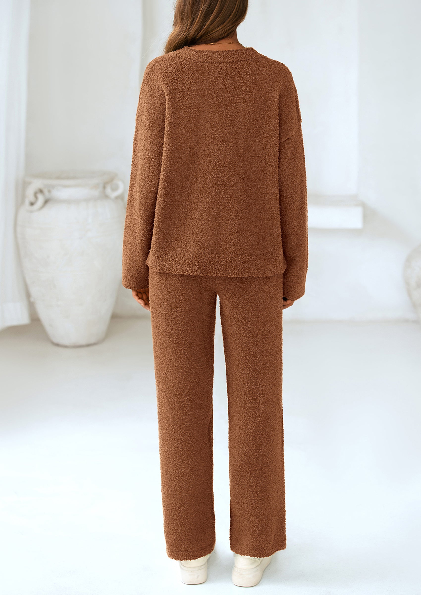Lounge Sets for Women Two Piece Sweaters Pajama Set Fall Fashion Loungewear Outfits Matching Winter Clothes