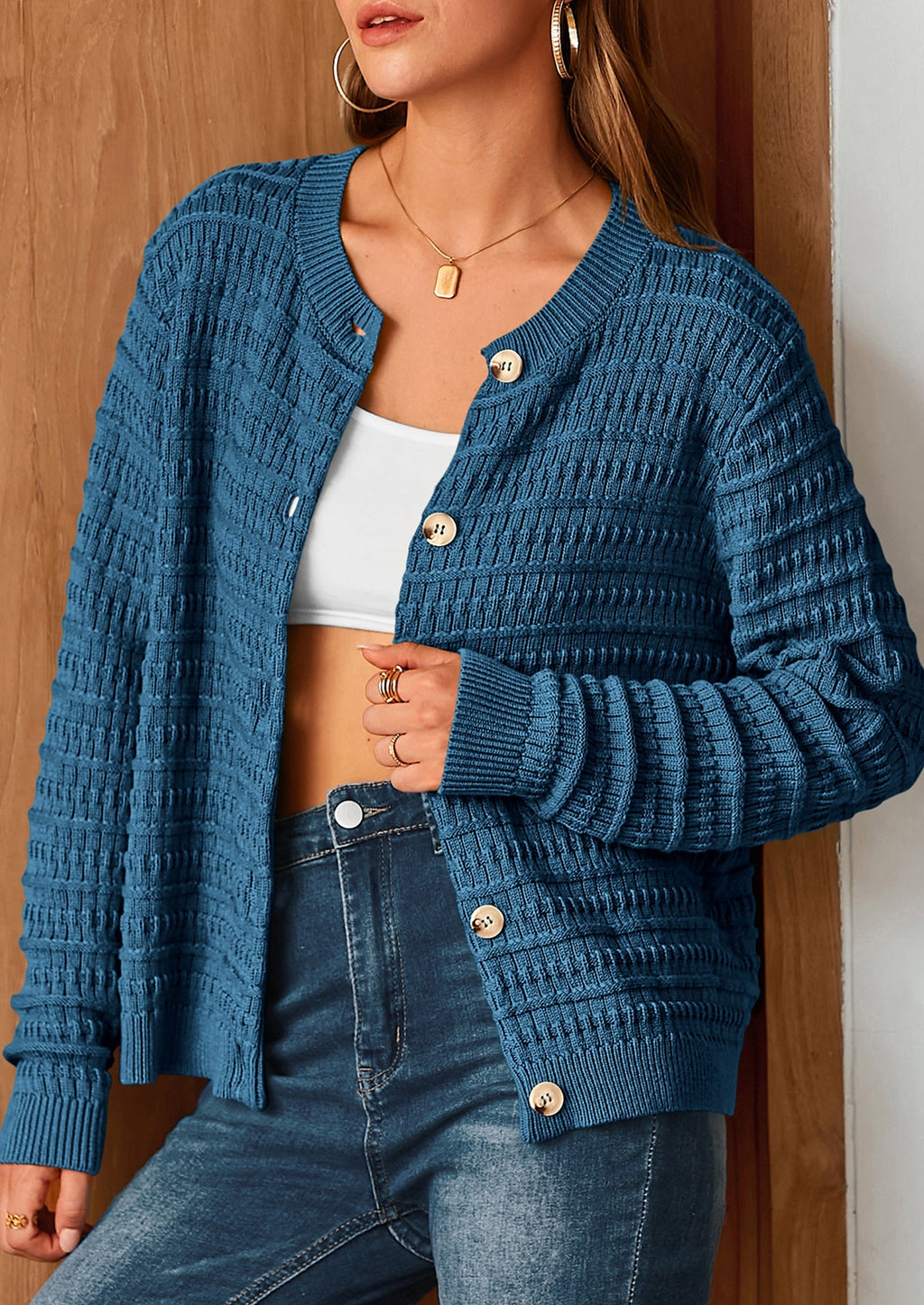 Women's Knit Cardigan Sweaters Casual Long Sleeve Open Front Button Down Trendy Jackets Outerwear