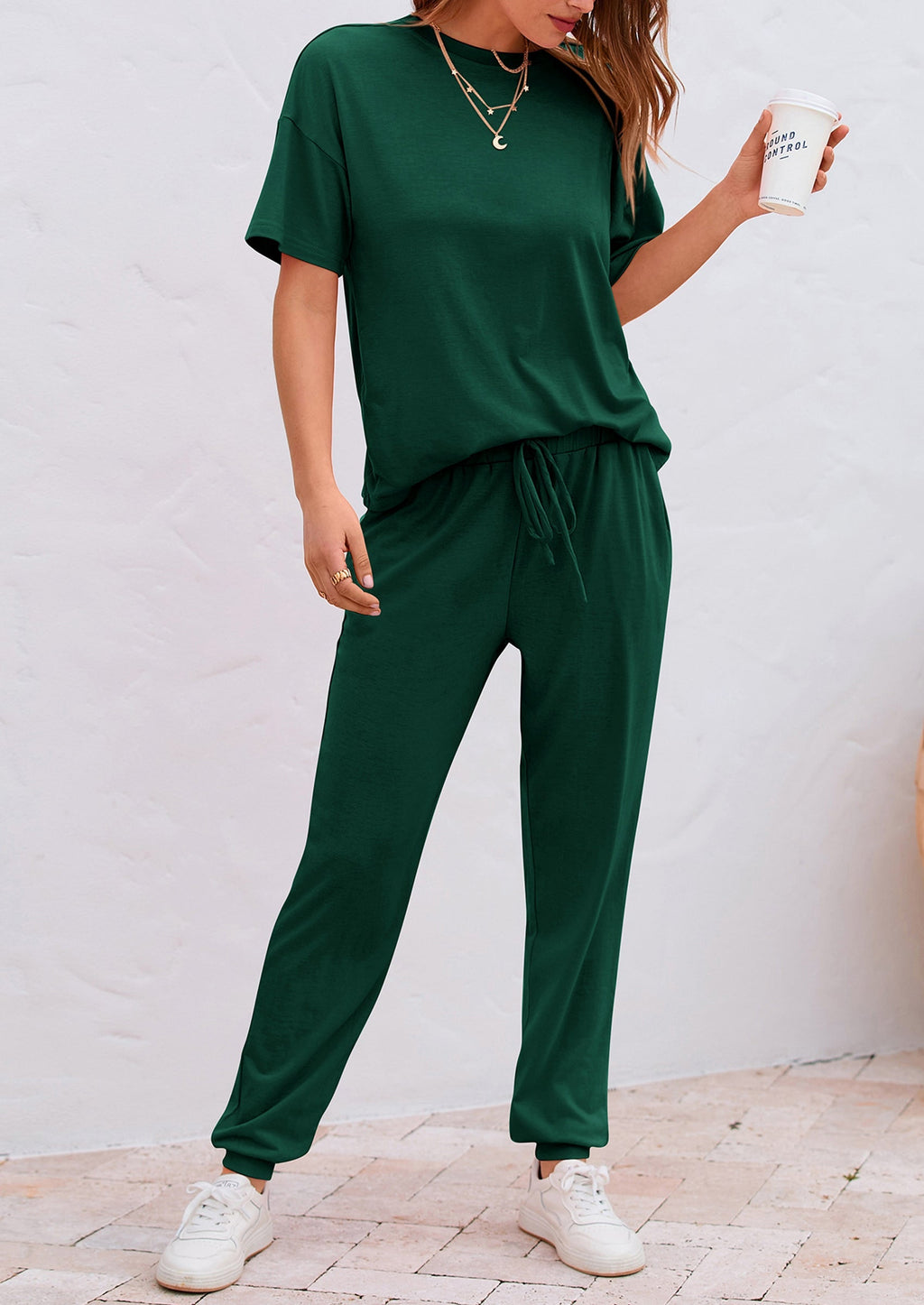 Women's Two Piece Lounge Sets Spring Summer Jogger Pants Vacation Outfits Travel Airplane Matching Clothes