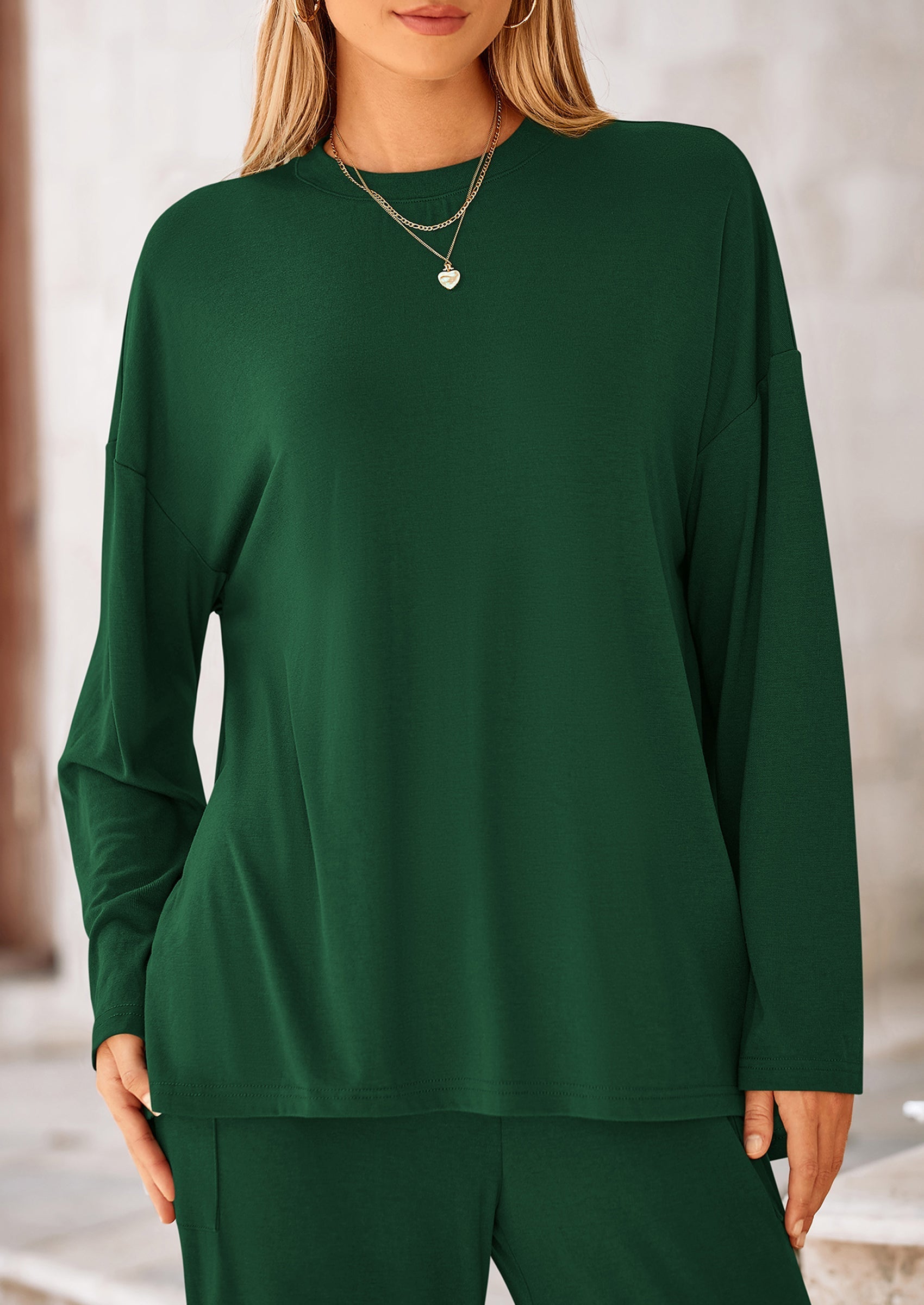 Women's 2 Piece Outfits Casual Short Sleeve Pullover Tops and Wide Leg Pants Lounge Sets Tracksuits