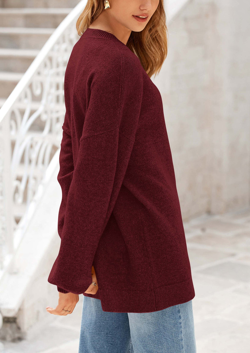 Women's Fall Sweaters Casual Crew Neck Long Sleeve Pullover Tops Ribbed Knit Loose Fit Winter Clothes