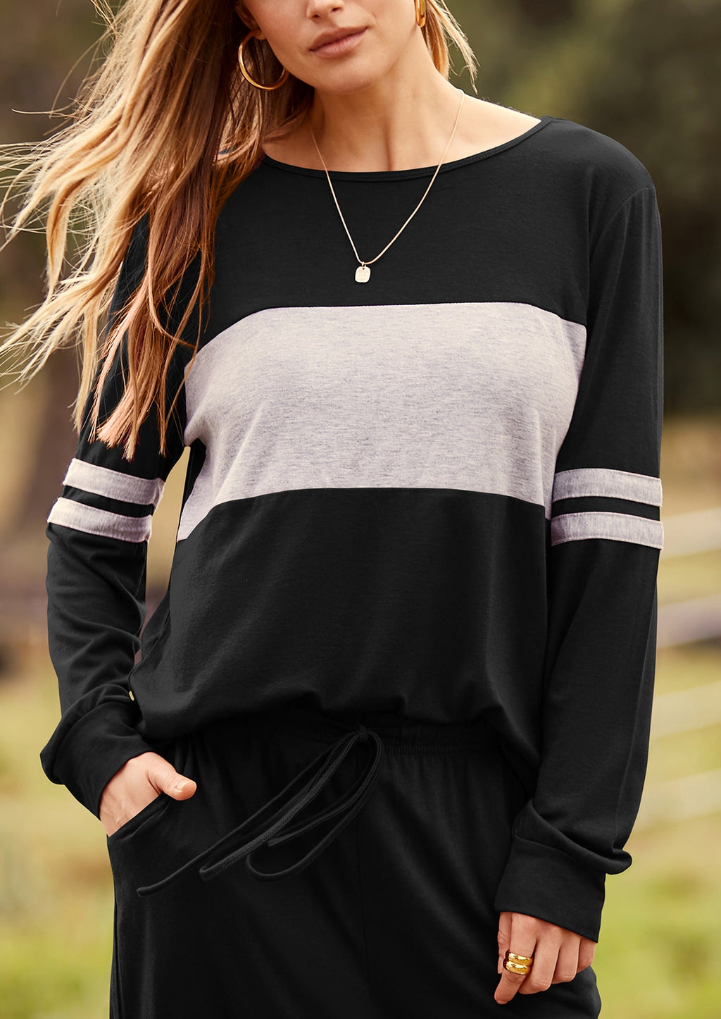 Women's Color Block 2 Piece Spring Tracksuit Crewneck Long Sleeve Tops Long Sweatpants Outfits Lounge Sets