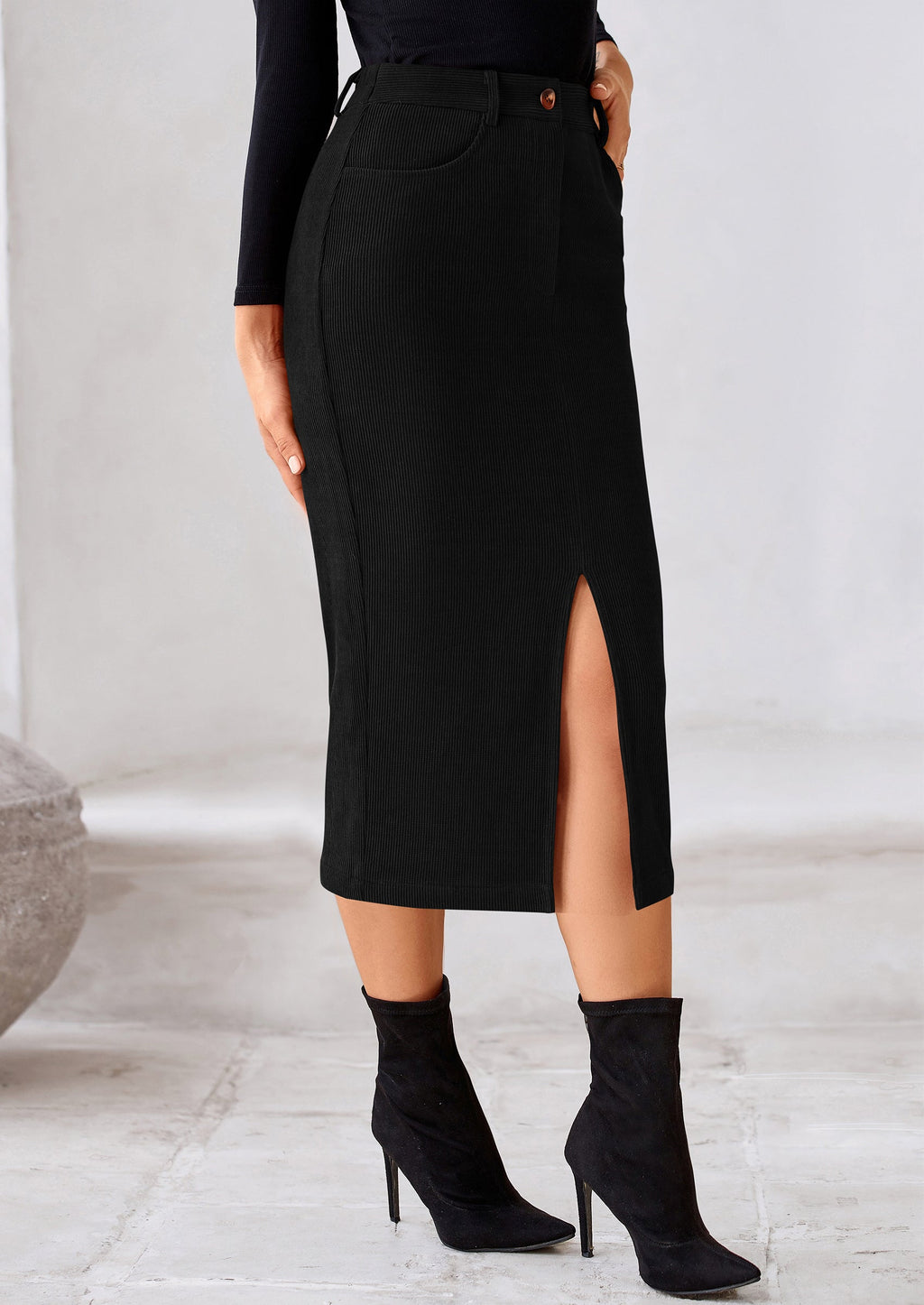 Corduroy Skirt Women Fall Fashion High Waisted Pencil Midi Skirts Business Casual Work Office Winter Outfit