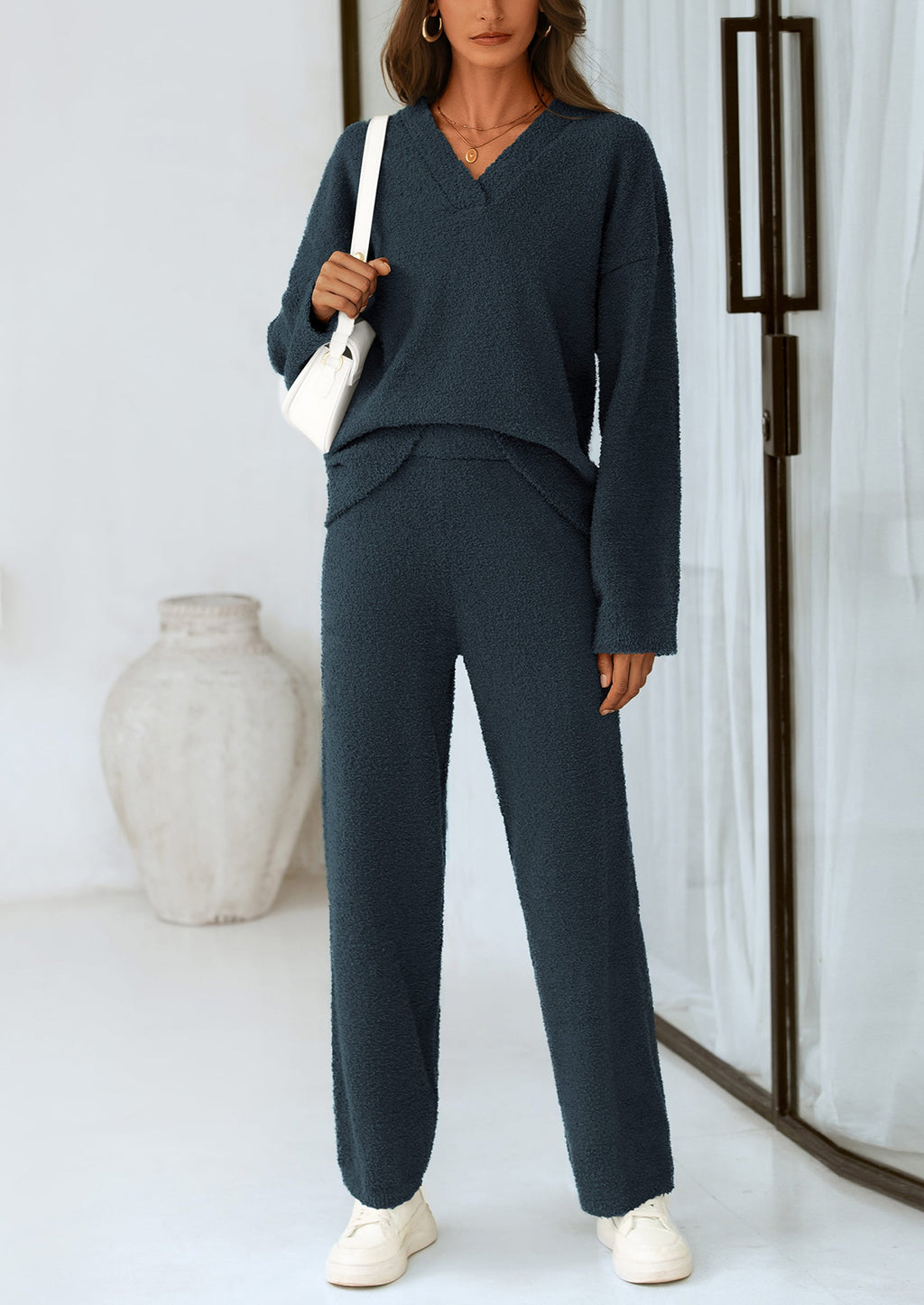 Lounge Sets for Women Two Piece Sweaters Pajama Set Fall Fashion Loungewear Outfits Matching Winter Clothes