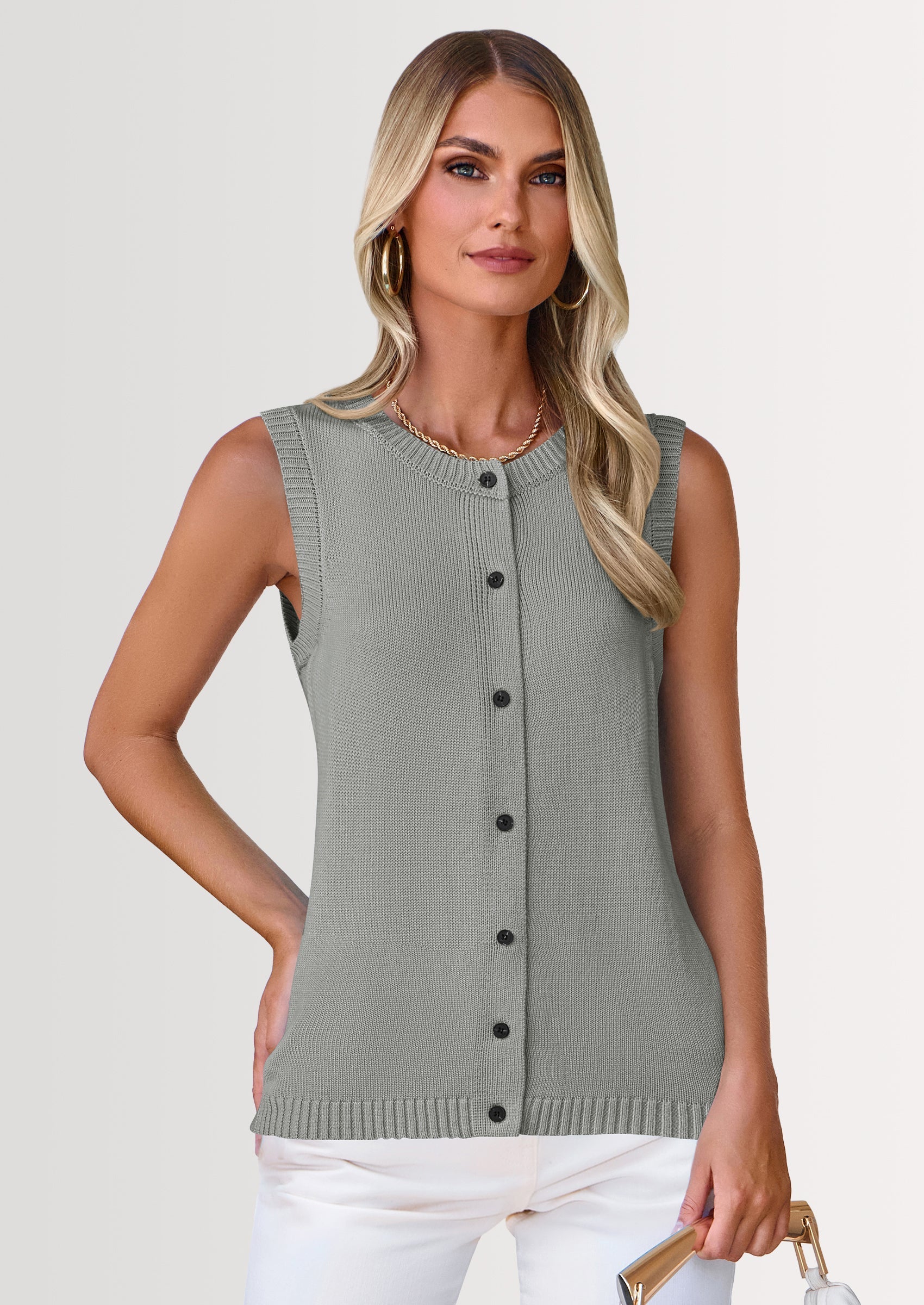 Sweater Vest Women Spring Summer Casual Lightweight Knit Sleeveless Button Down Tank Tops Trendy Clothes