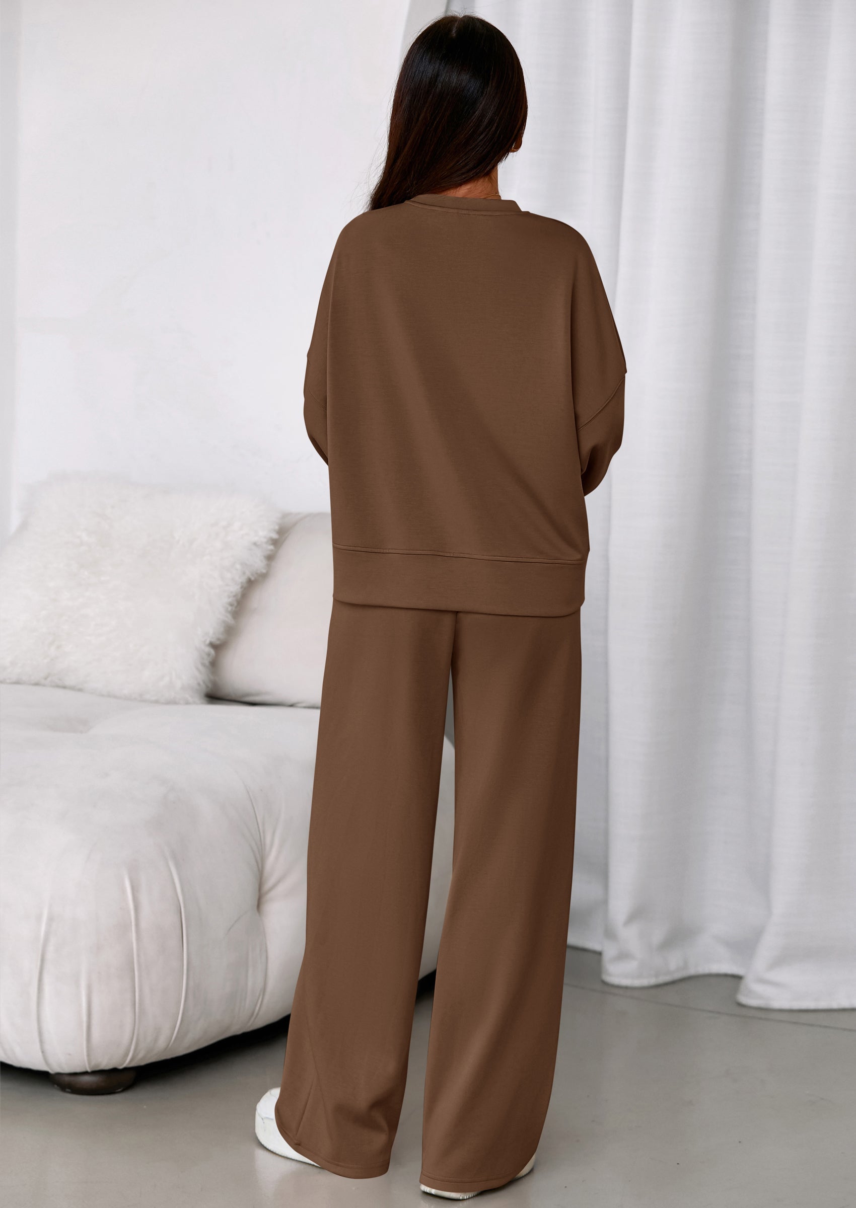 2 Piece Sets For Women Fall Trendy Long Sleeve Sweatshirt Wide Leg Pants Loungewear Set Matching Sweatsuit