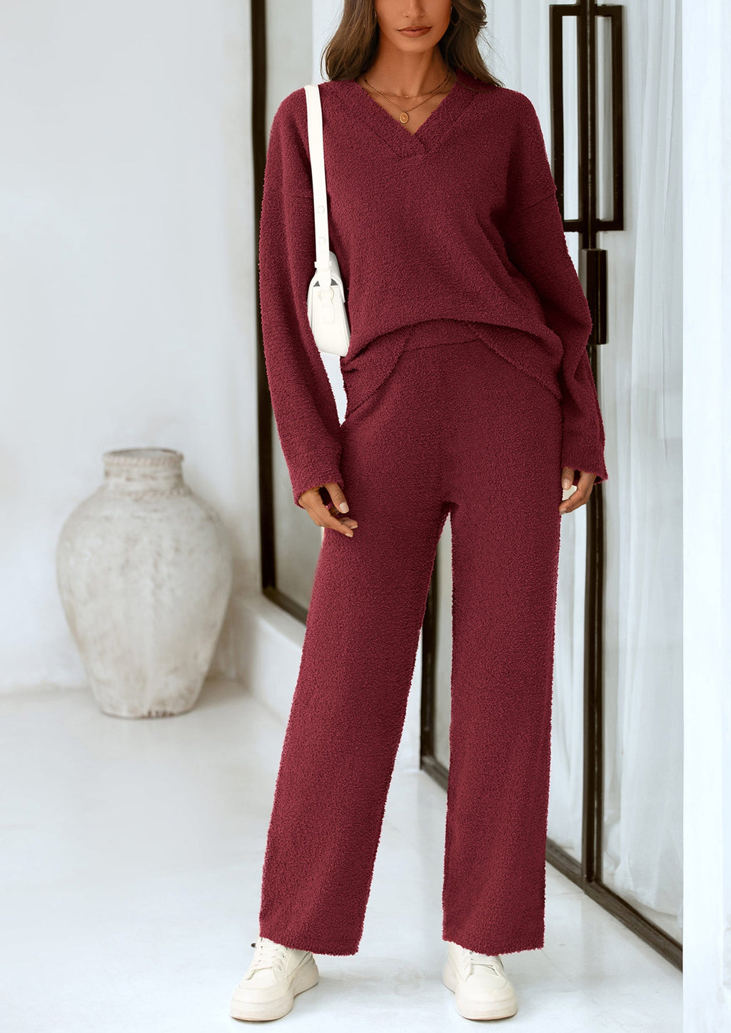 Lounge Sets for Women Two Piece Sweaters Pajama Set Fall Fashion Loungewear Outfits Matching Winter Clothes