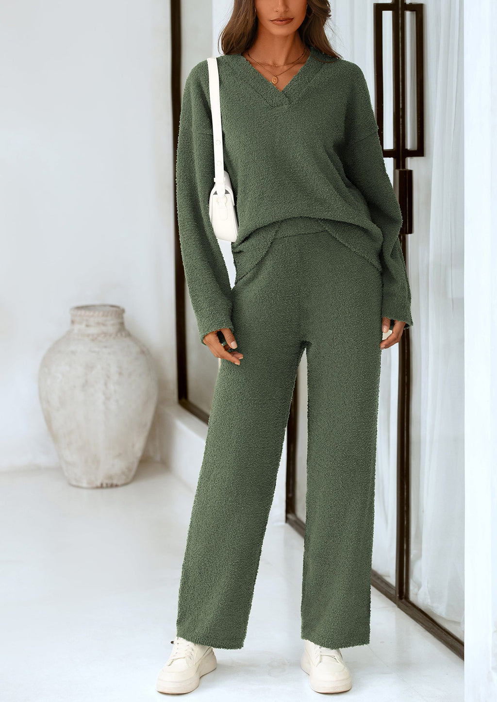 Lounge Sets for Women Two Piece Sweaters Pajama Set Fall Fashion Loungewear Outfits Matching Winter Clothes