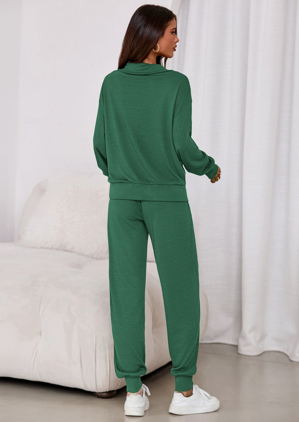 Women's Fall 2 Piece Lounge Sets Zip Up Sweatshirt Jogger Pants Sweat Track Suits Travel Outfit Winter Clothing