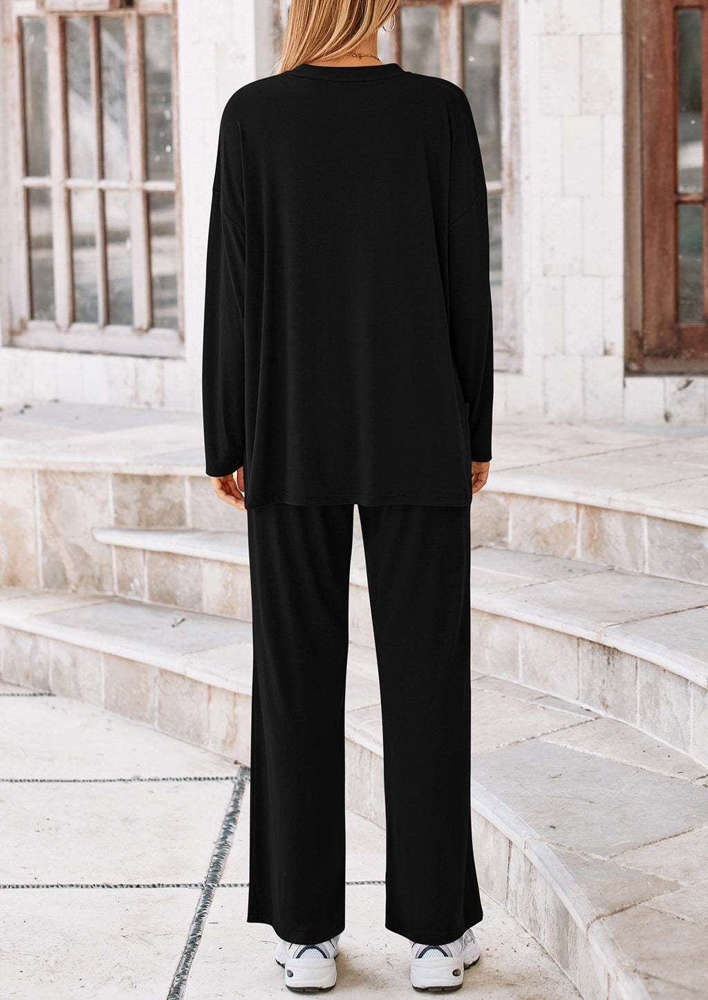 Women's 2 Piece Outfits Casual Short Sleeve Pullover Tops and Wide Leg Pants Lounge Sets Tracksuits