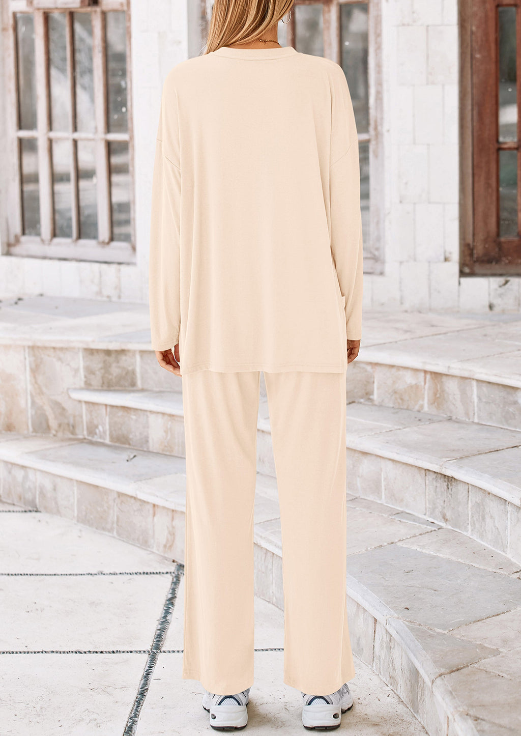 Women's 2 Piece Outfits Casual Short Sleeve Pullover Tops and Wide Leg Pants Lounge Sets Tracksuits