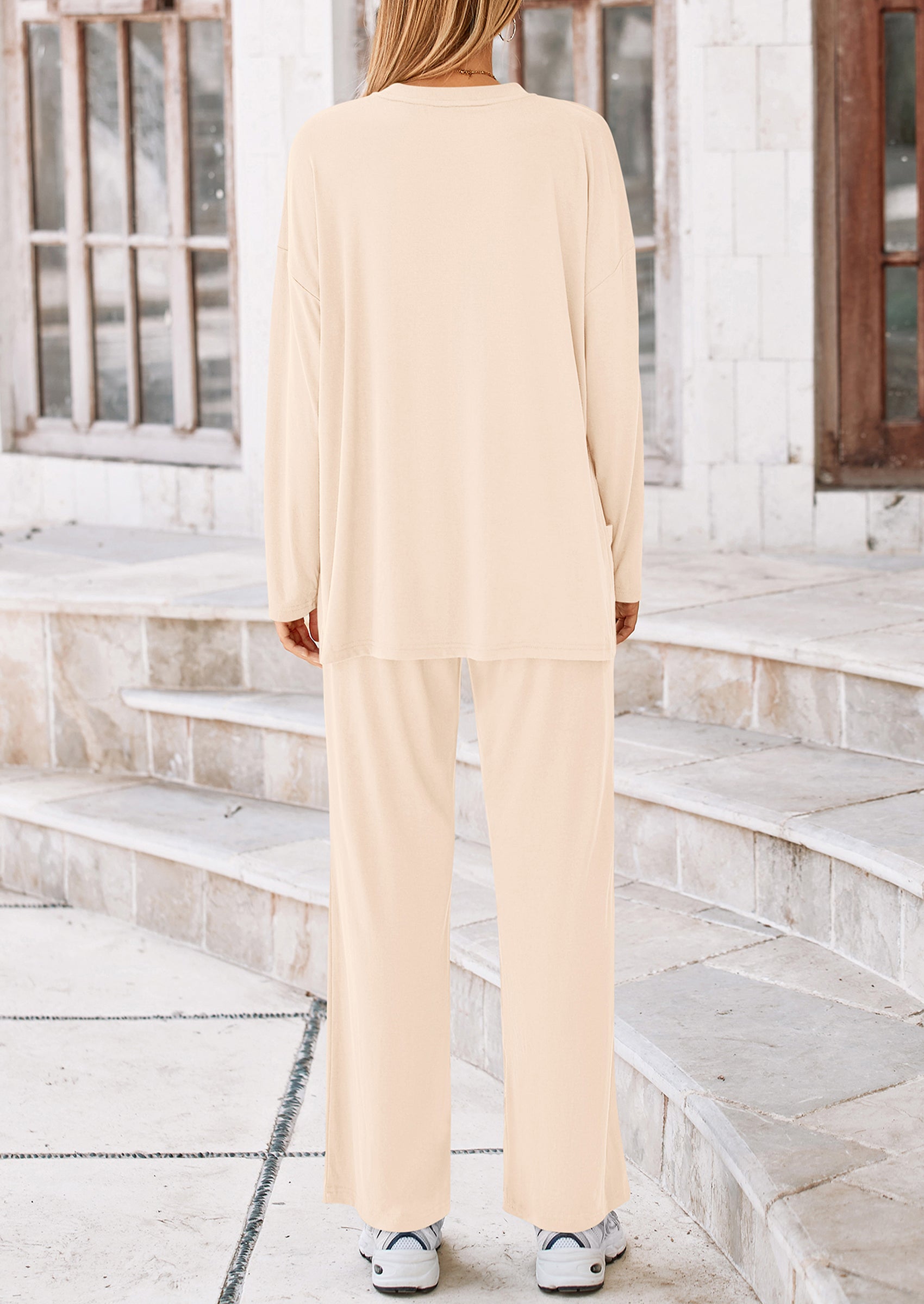 Women's 2 Piece Outfits Casual Short Sleeve Pullover Tops and Wide Leg Pants Lounge Sets Tracksuits