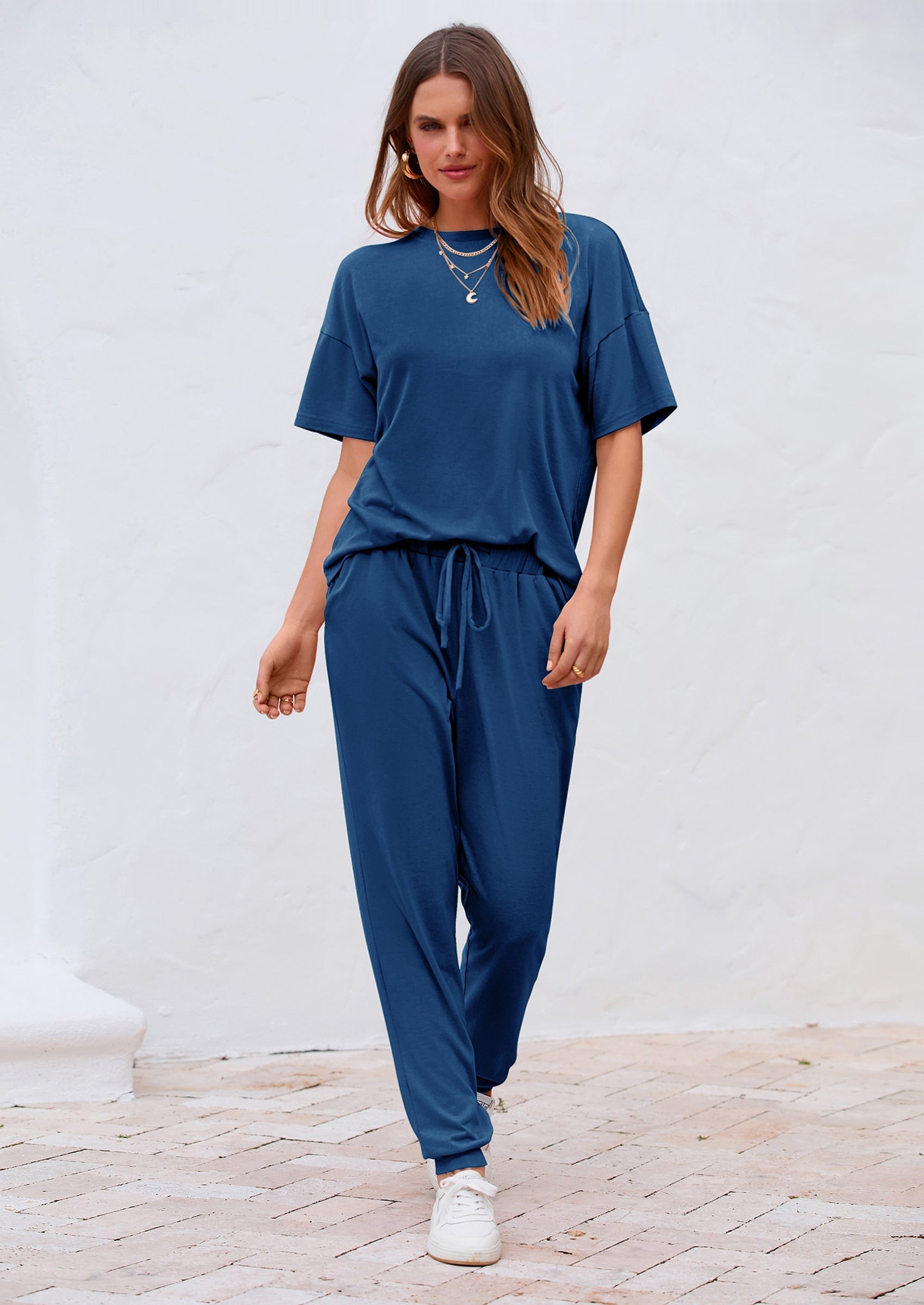 Women's Two Piece Lounge Sets Spring Summer Jogger Pants Vacation Outfits Travel Airplane Matching Clothes