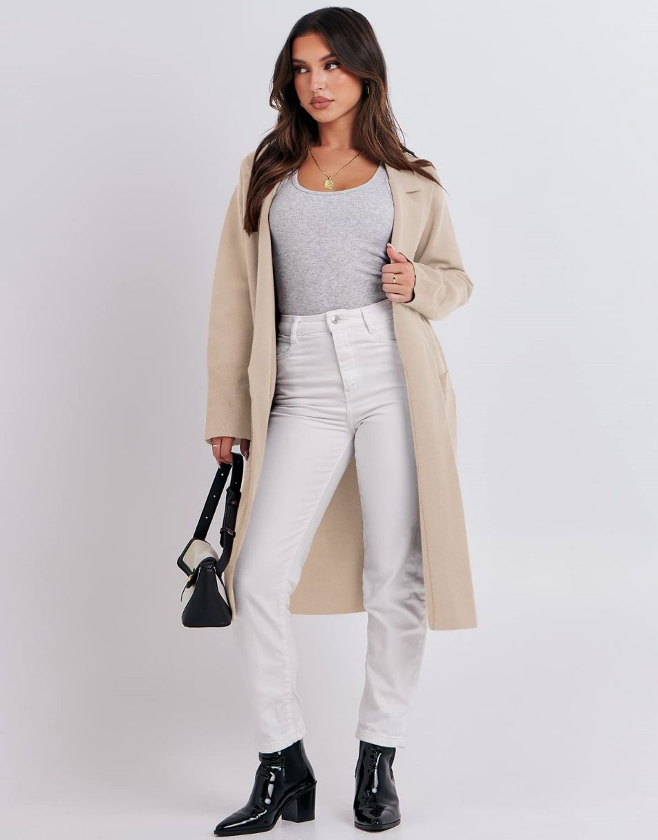 Cardigan for Women Oversized Open Front Sweater Coat Long Sleeve Lapel Blazer Jacket Fall Outwear Coatigan