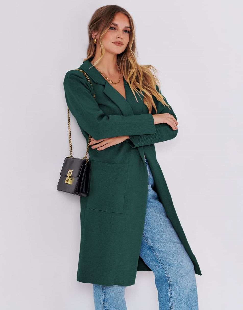 Cardigan for Women Oversized Open Front Sweater Coat Long Sleeve Lapel Blazer Jacket Fall Outwear Coatigan